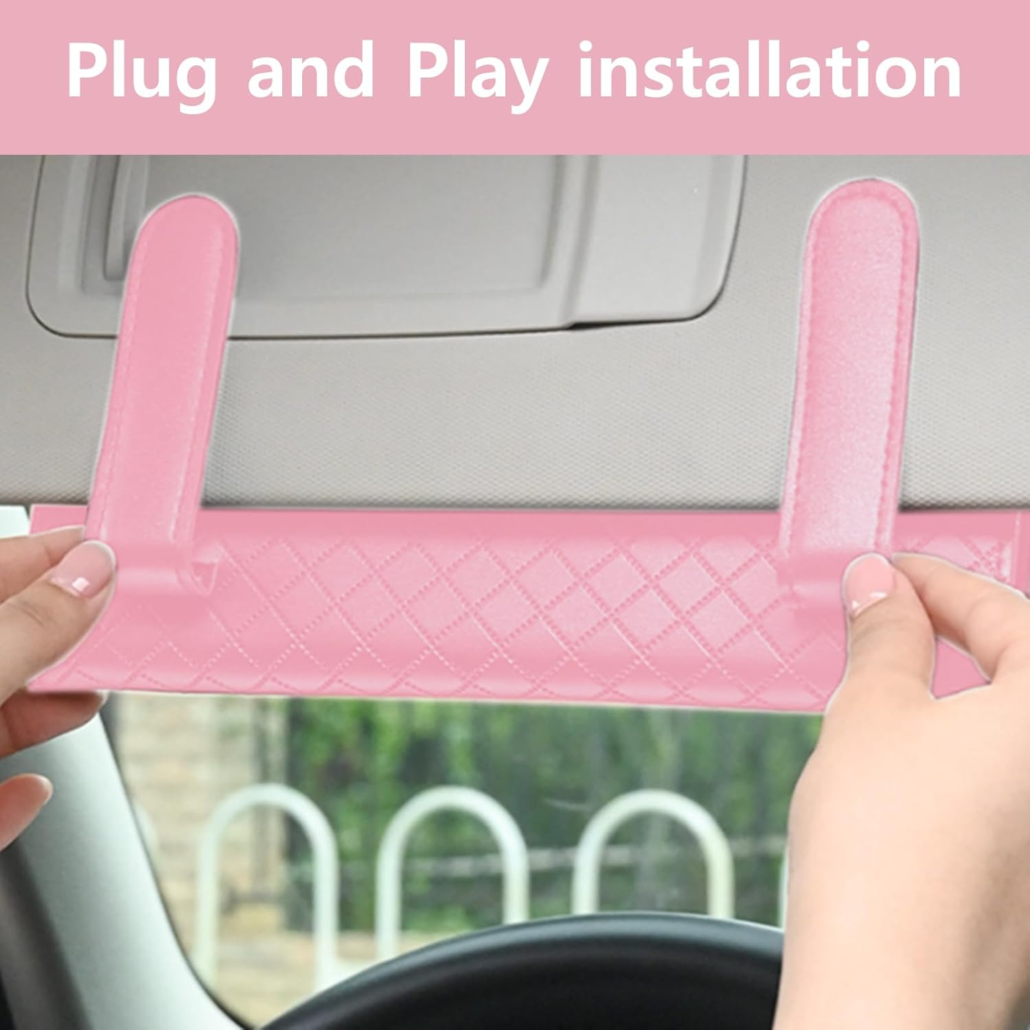 Car Tissue Holder, Car Visor Tissue Holder, PU Leather Car Tissue Holder, Car Sun Visor Accessories for Universal Auto Men Women (Pink, One Size) image number 6