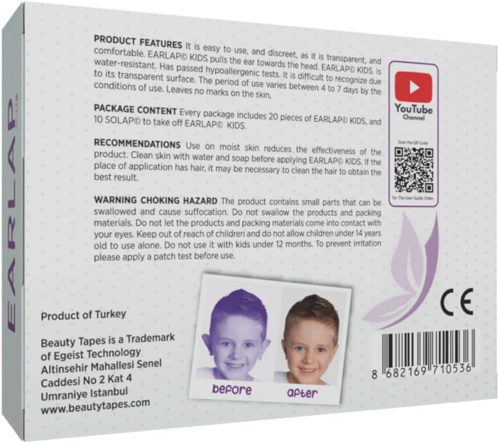 Beauty Tapes Kids Ear Corrector for Kids (12-72 Months), Protruding Ear Sticker, Protruding Ear Pinning without Surgery, Permanent Corrective Effect, Contains 20 Kids Corrector, 10 Solaps image number 5