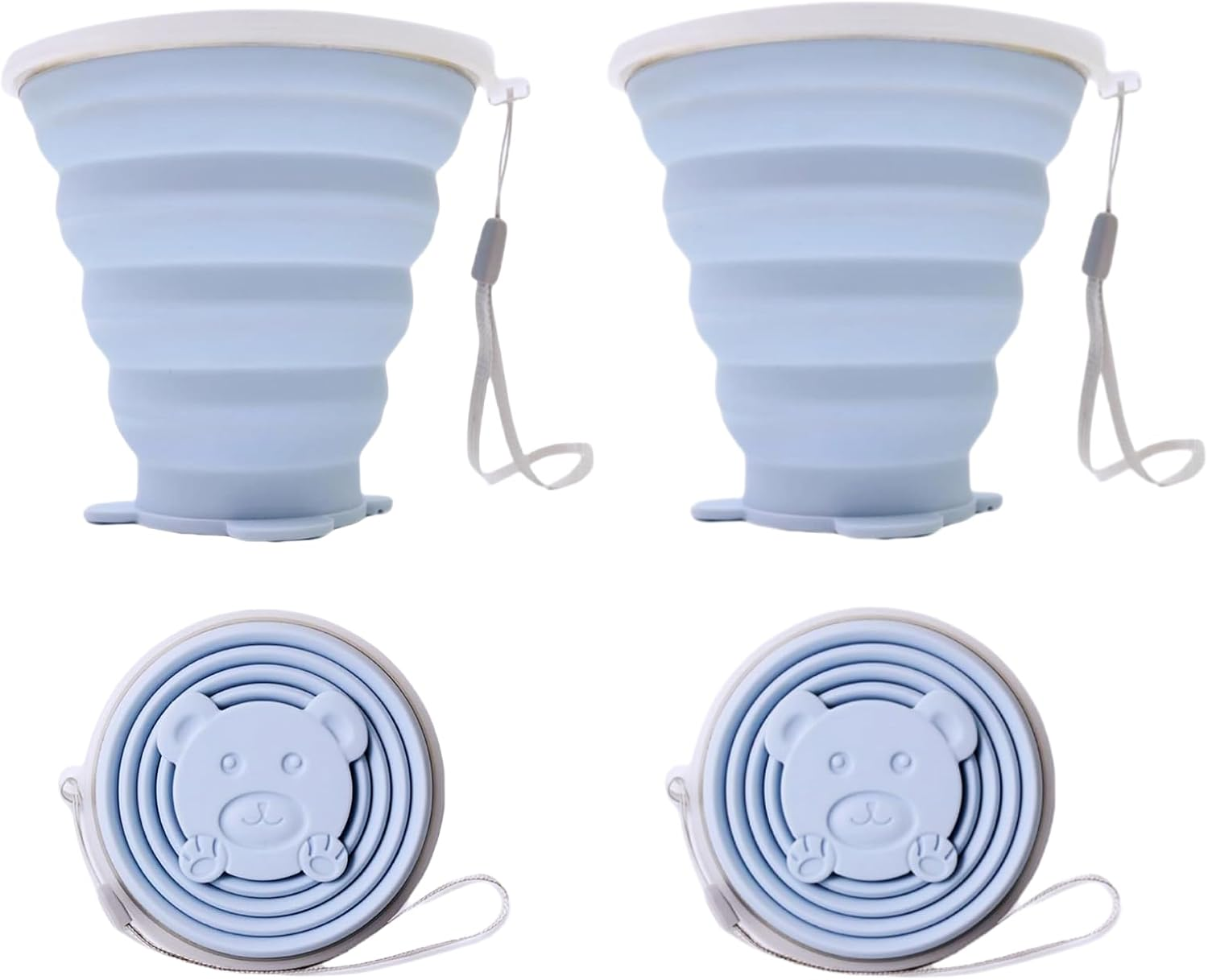 270Ml Portable Collapsible Travel Mug with Plastic Lid, Silicone Collapsible Cup, BPA Free, Reusable, Ideal for Picnic, Camping, Hiking and Travel(Blue+Blue) image number 5