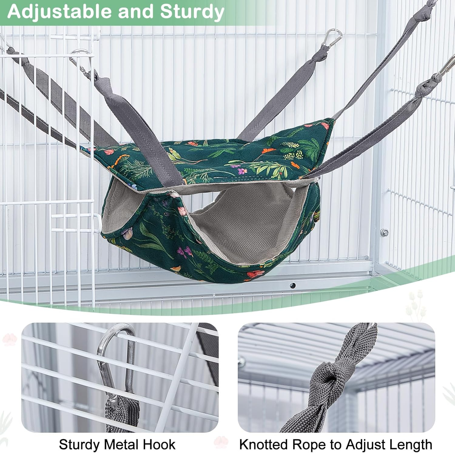 Hedgeink Hamster Hammock House 4Pack Rat Cage Accessories Washable Guinea Pig Bed Hideout Soft Ferret Hanging Nest Swing Small Animals Bedding Hut for Chinchilla Sugar Glider Squirrel image number 2