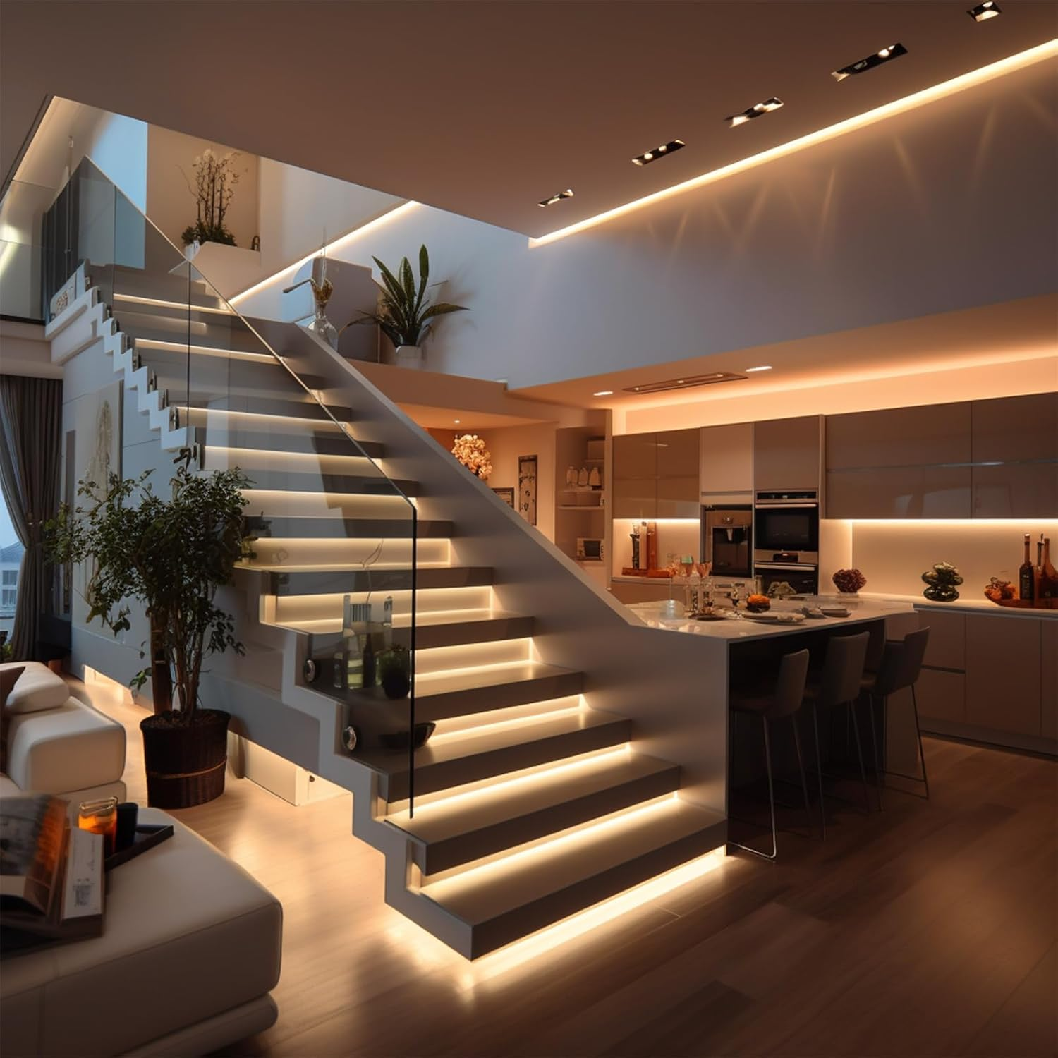 TOPAI 12V Narrow 6.6Mm COB LED Strip Light 3000K Warm White 5M Flexible 3M Adhesive Tape, CRI>90 400Leds/M 7W/M Dotless High Density for Cabinet/Stairs/Shop DIY image number 3