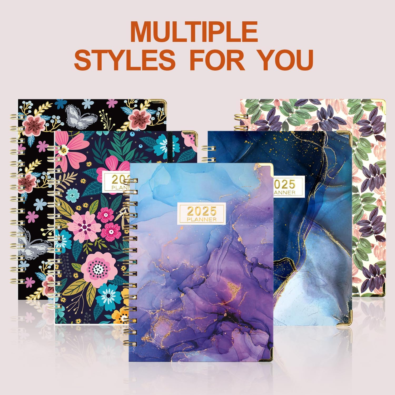 COZY CORE 2025 Planner with Stickers,12-Month Daily Weekly Panner Monthly Organizer, JAN-DEC 2025, 8.4" X 6", Spiral Notebook with Stickers, Elastic Closure, Inner Pocket image number 4