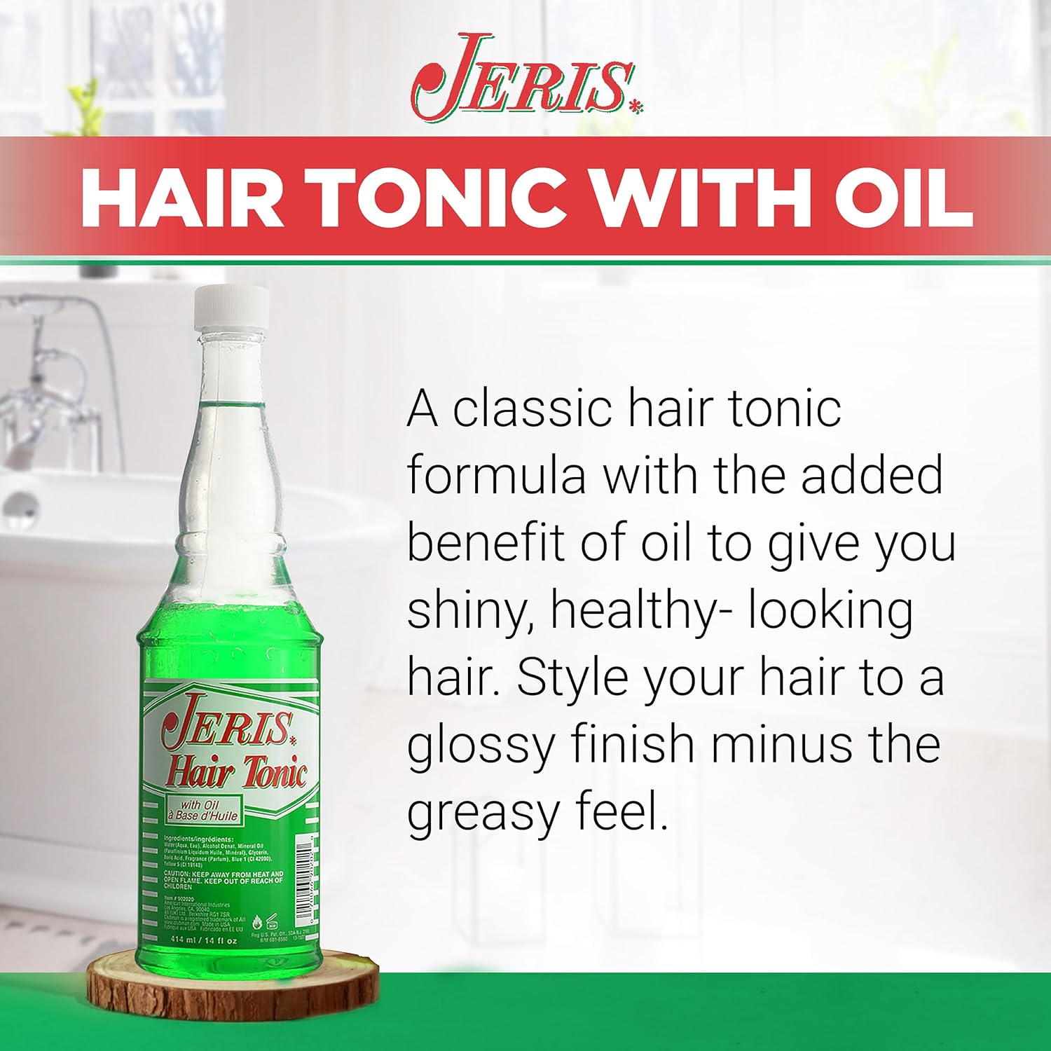 Clubman Jeris Hair Tonic with Oil - Restores and Conditions Hair, Lightweight Formula, Refreshing Scent, Professional Size, 14 Fl Oz image number 4