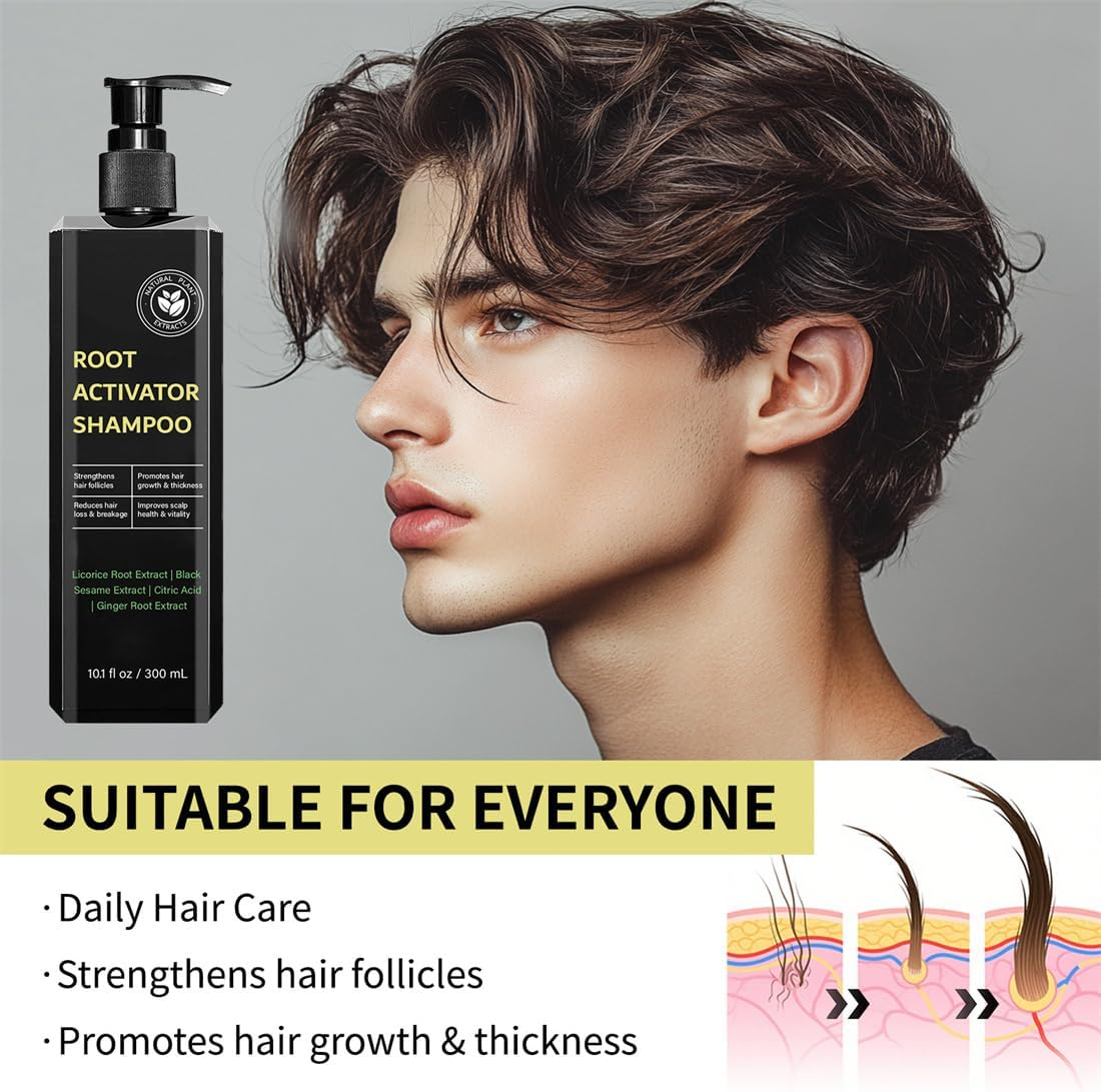 Root Activator Shampoo for Men: Hair Growth Shampoo for Hair Loss and Thinning Hair - 10.1 Fl Oz / 300 Ml image number 2