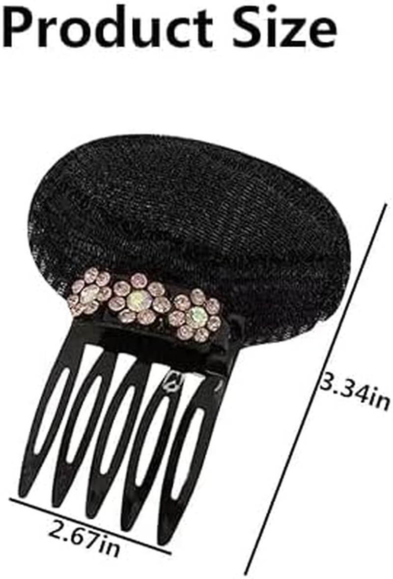 MIVES 4Pcs Rhinestone Flower Puff Hair Head Cushion Invisible Fluffy Hair Pad, Mixed Color, 4 Count image number 3