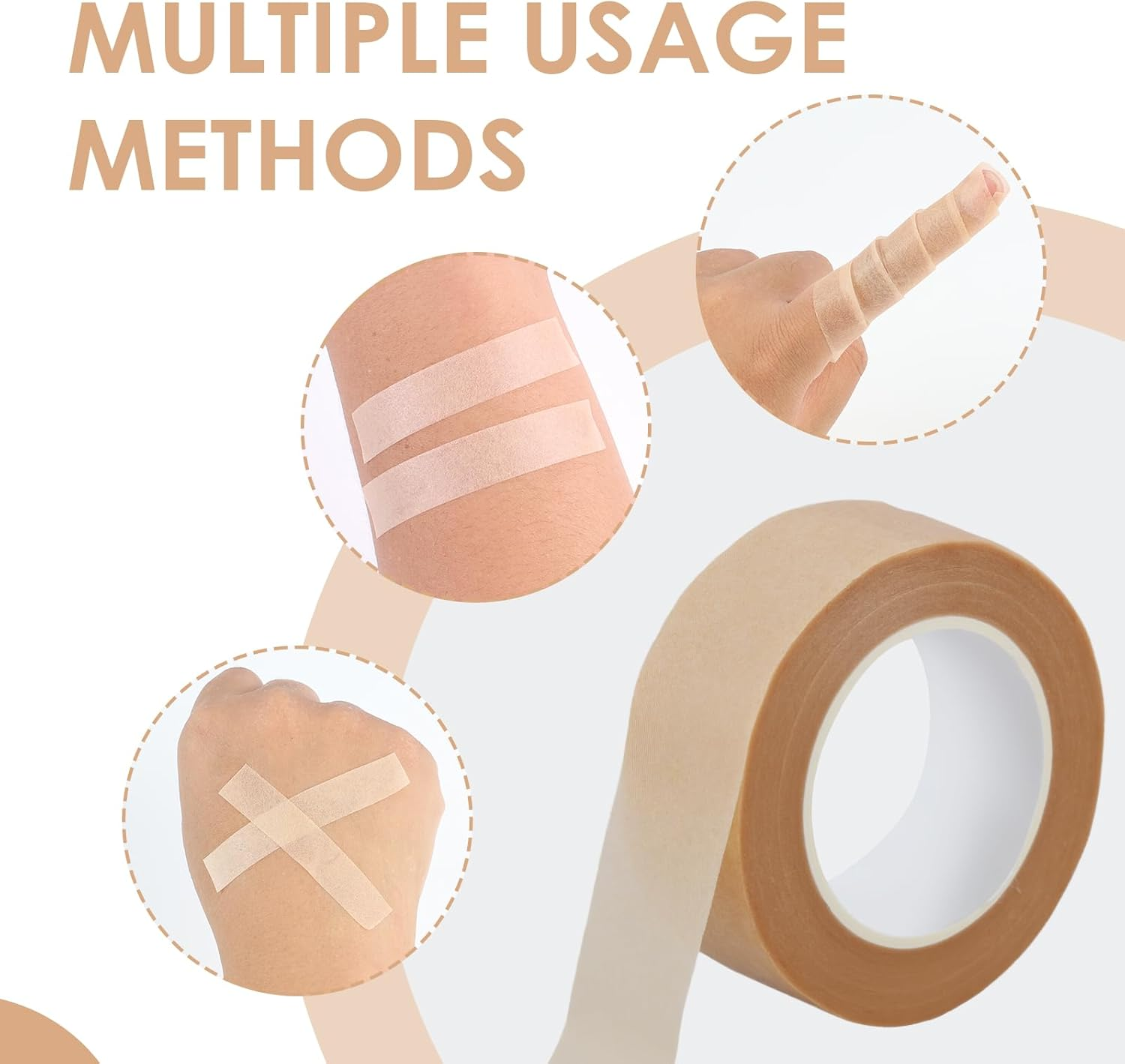 6 Pack Rolls PE Micropore Medical Paper Tape Roll 1.25Cm X 9.1M, Flexible & Breathable Self Adhesive Waterproof Medical Tape for Eyelash Extensions Wound Sensitive Skin Injuries Swelling Sport (Skin) image number 3