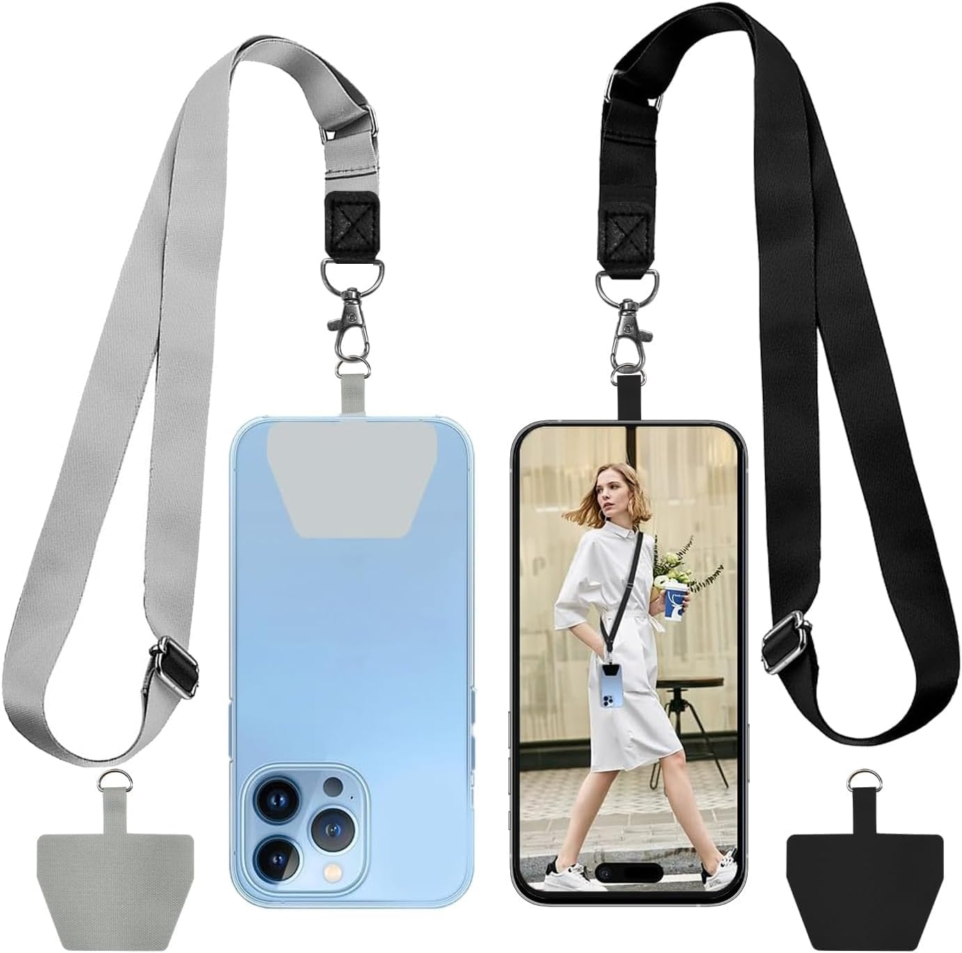 Phone Lanyard-2&times; Adjustable Neck Strap,2&times; Phone Patches,H HOME-MART Universal Cell Phone Lanyard Mobile Phone Lanyard Multifuctional Patch Lanyards Compatible with Most Smartphones