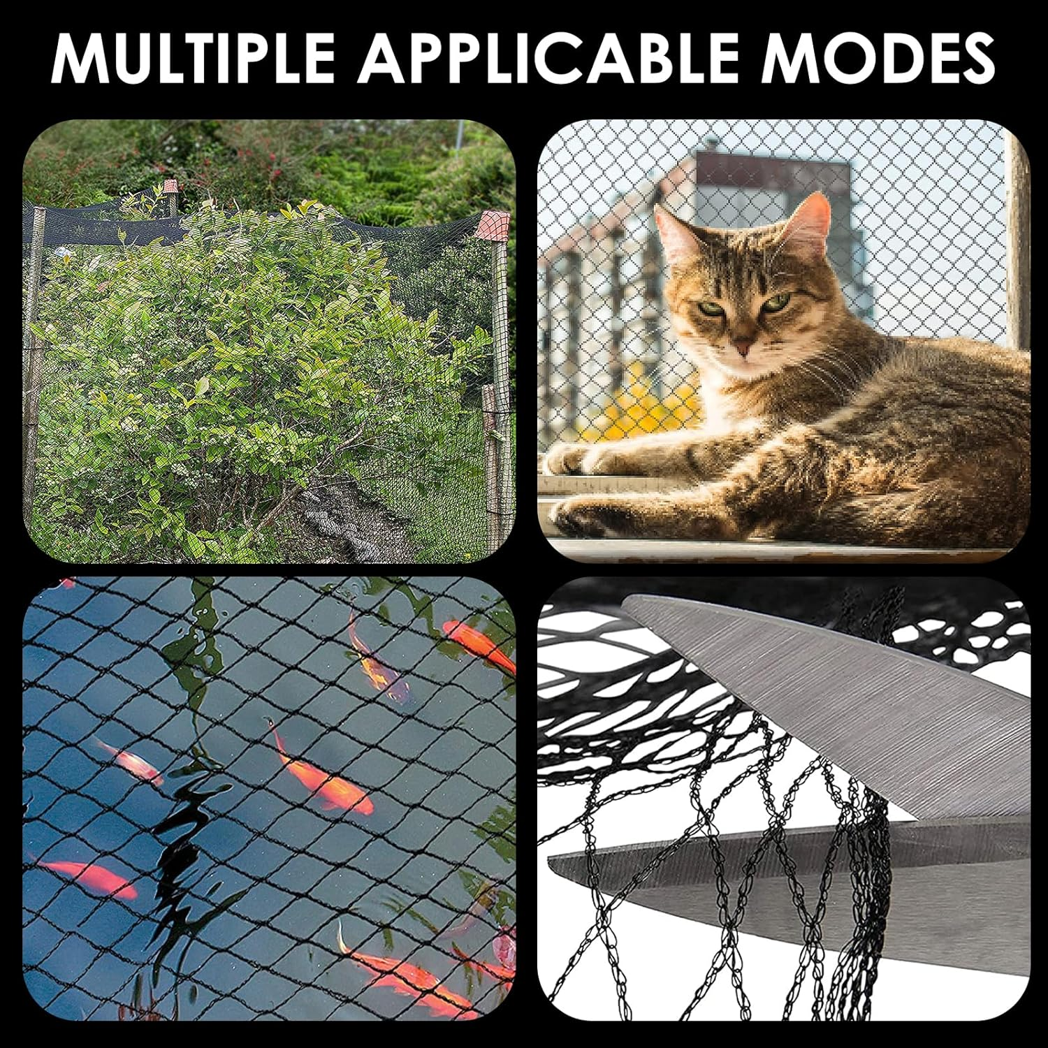 Pond Cover Netting Kit, 39.4 X 15.7FT Reusable Garden Pool Protective Net, Cuttable Bird Mesh, Catch Leaves Debris, with 10 Ground Nails and 50 Cable Zip Ties image number 4