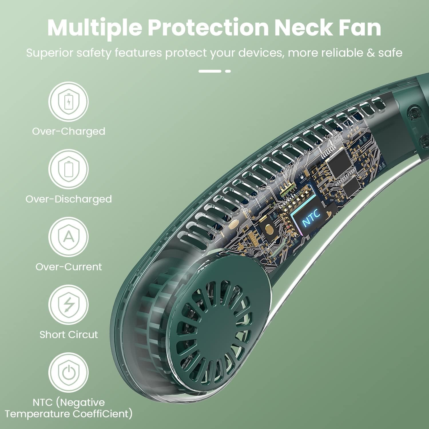 LEMOISTAR Portable Neck Fan, Hands Free Bladeless Fan, 3 Speeds, 4000Mah Battery Rechargeable Operated Hanging Personal Fan, USB Powered Wearable Leafless Fan for Woman Men&rsquo;S Gifts Camping image number 6