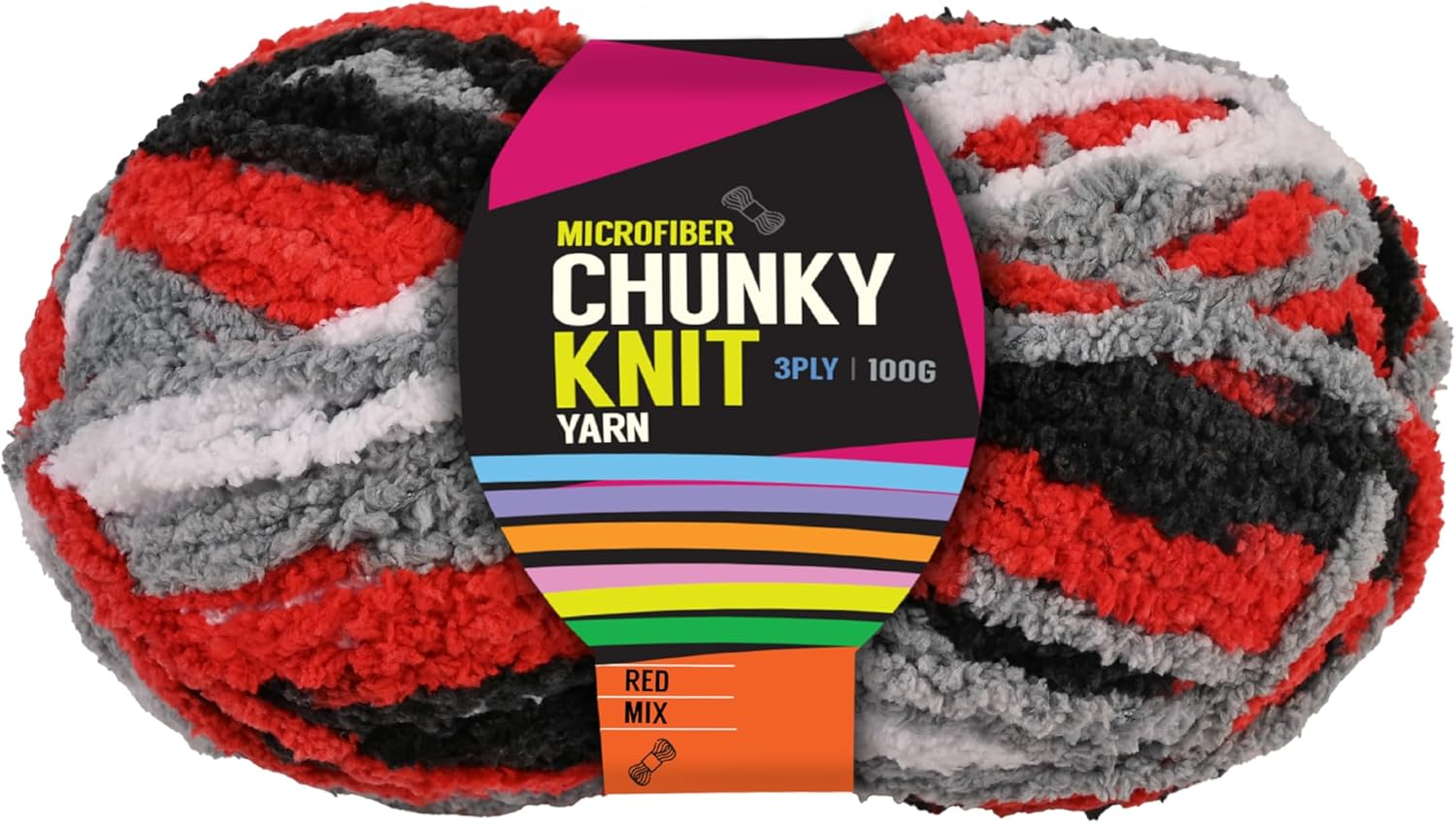 Yatsal Microfibre 3-Ply Chunky Knitting Yarn 100 G, Red Mix