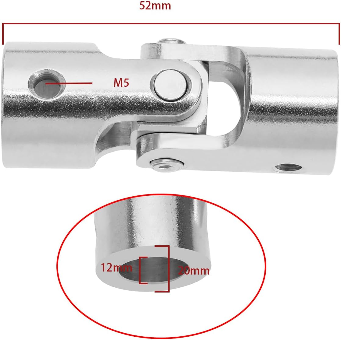 VGOL 1 Set Metal Universal Coupling Gimbal Crank Drive Knee Joint M5 Carbon Steel Universal Joint Coupling Components for Blinds Rolling Shutter Model Vehicle Ship