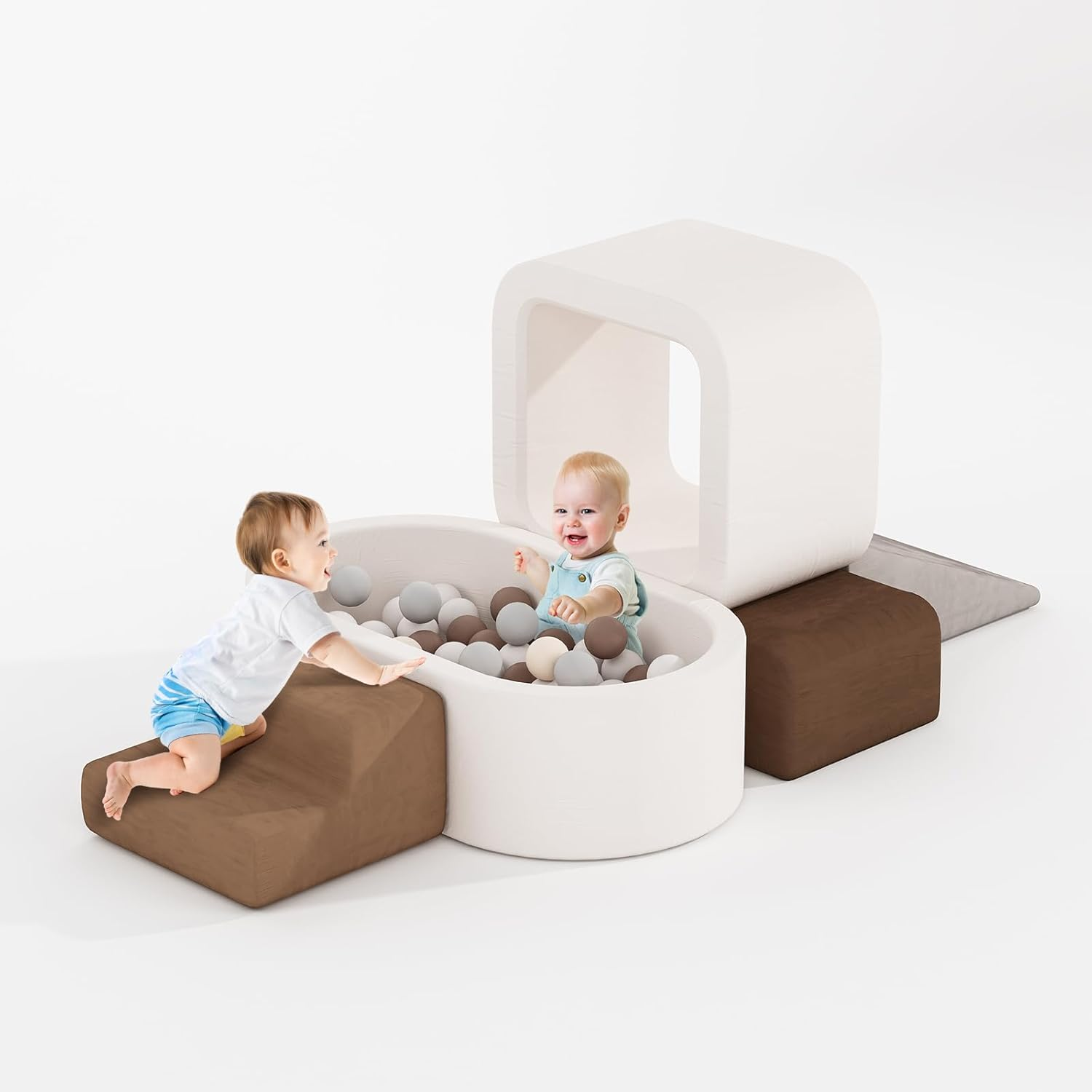 Banasuper 6-Piece Kids Climbing Foam Blocks Playset - with Ball Pit for Toddlers Crawling, Sliding and Playing Indoor (Balls Not Included), Soft Foam Climbing Toys image number 4