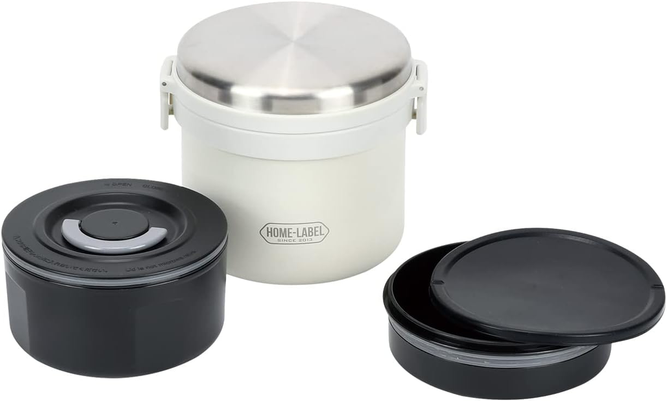 Pearl Metal HB-5667 Lunch Jar, 1000 Lunch Box, Donburi, Full Vacuum, Stainless Steel, Heat Retention, Cold Retention, White, Home Label image number 7