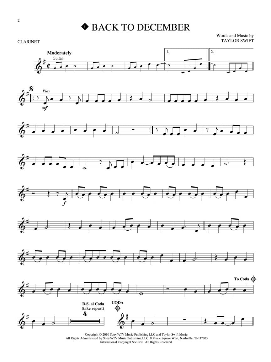 Taylor Swift for Clarinet - Instrumental Play-Along Cd/Pkg: Clarinet Play-Along Book with Online Audio image number 2