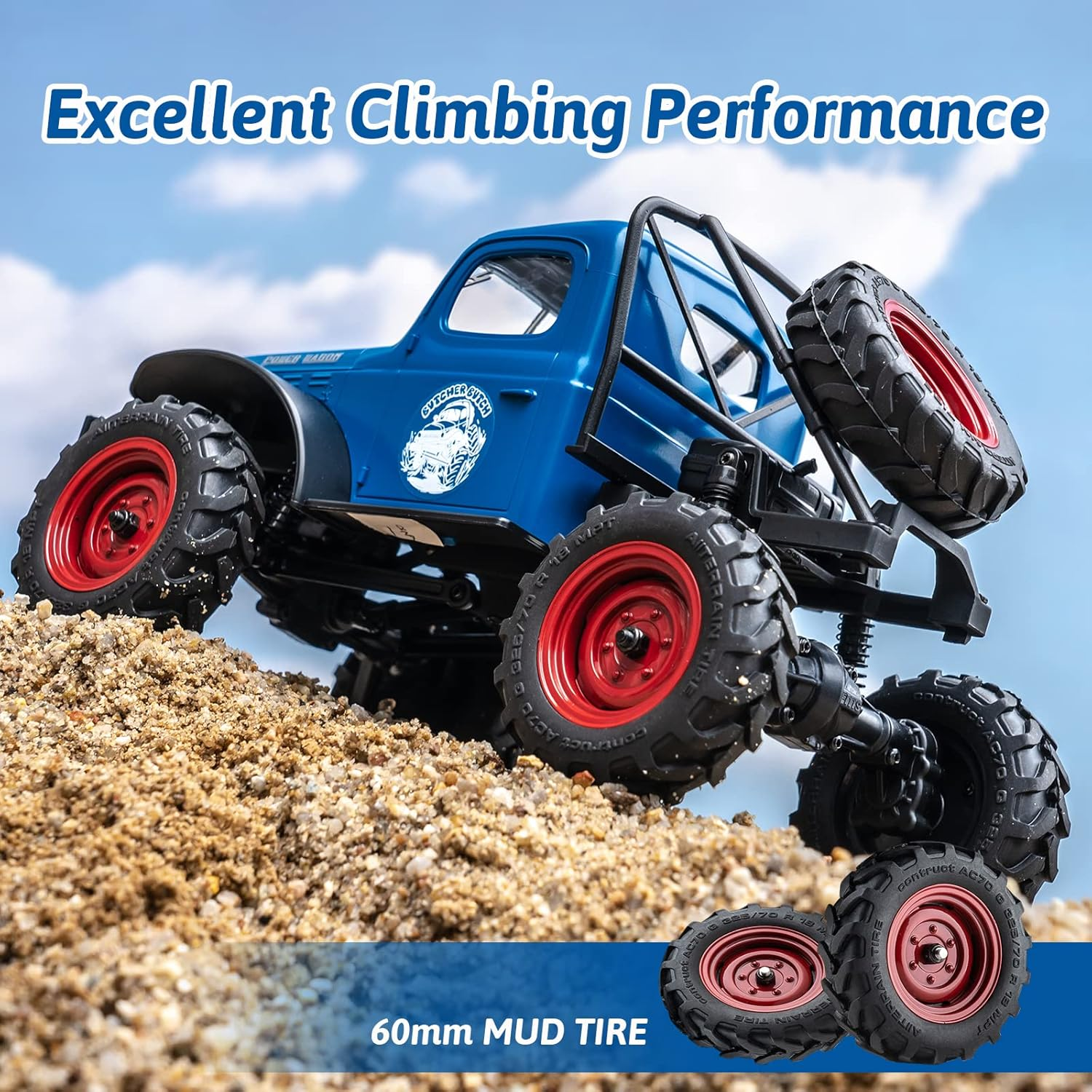 EAZYRC RC Car 1/24 Remote Control Car, FCX24 Power Wagon 4WD RC Crawler Two-Speed Shift, RC Rock Crawler 8Km/H with Blind Box Upgrade RC Accessories for Adults (Blue) image number 3