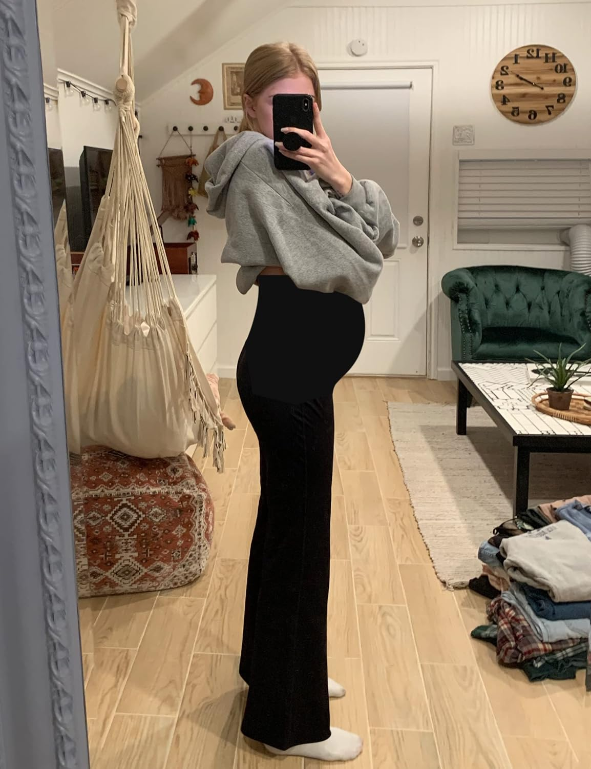 Maternity Pants Bell Bottom Pants Palazzo Pants for Women Maternity Yoga Pants Maternity Work Pants Maternity Flare Pants Flare Pants for Women Black M, Black, Medium image number 1
