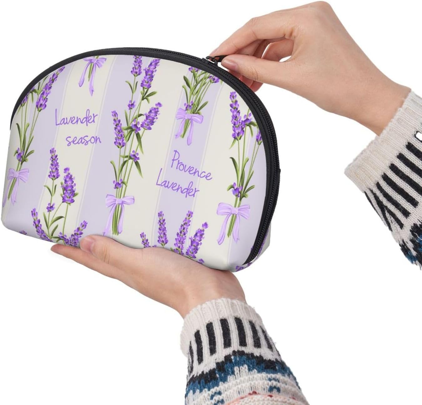 Cozimangoe Coin Pouch Makeup Bags Set, 2 Piece Shell Shape Cosmetic Bag with Pockets for Daily Travel Handbag Lipstick Keys Toiletry, Personalized Lavender Season Aroma Charming image number 2