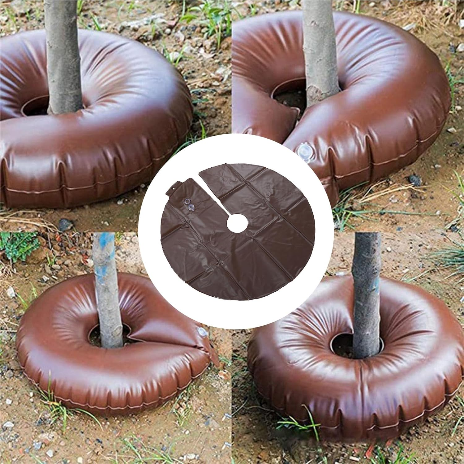 10 Gallon Tree Watering Rings, Slow Release Tree Watering Bag 23.6Inch PVC Drip Irrigation Water Pouch round Watering Bags Automatic Drip System for Planting Gardening Trees