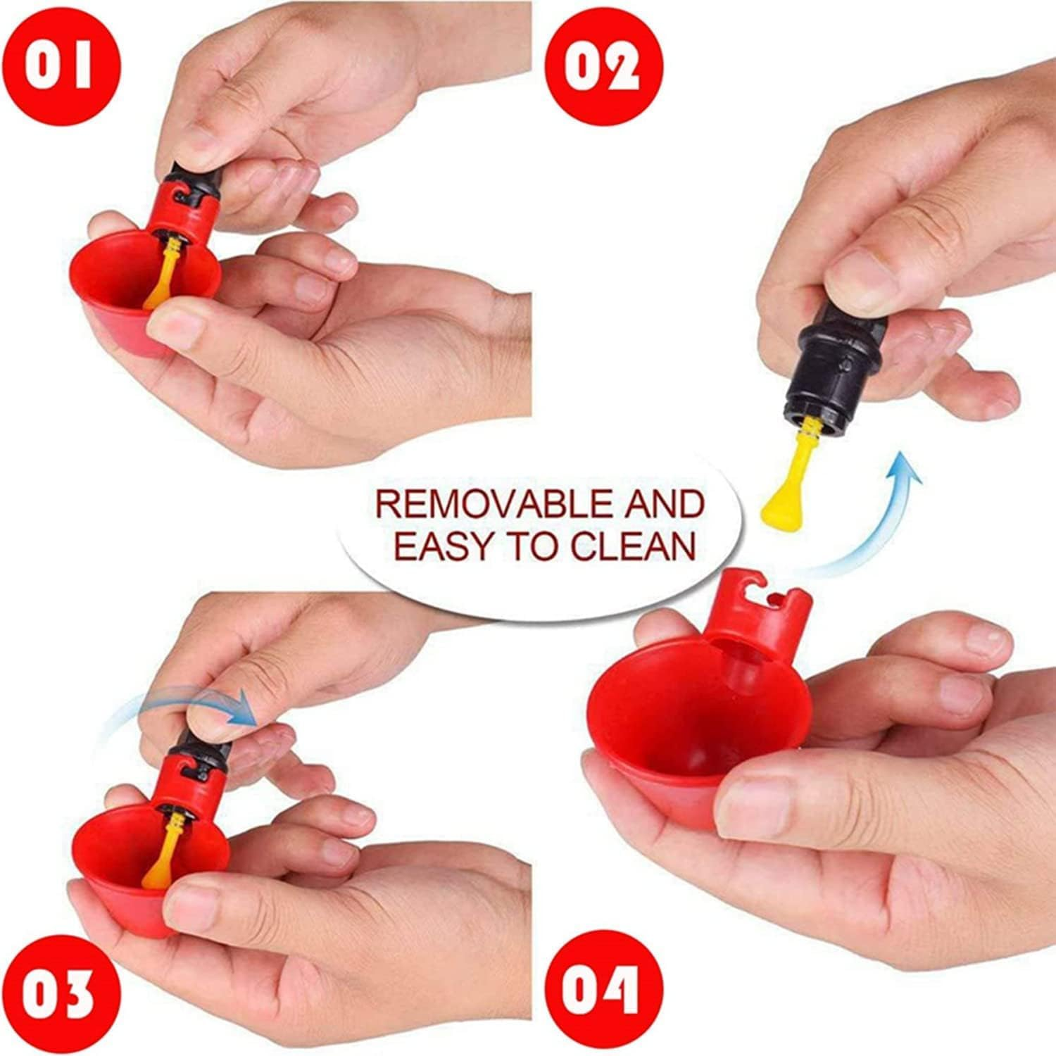 10 Pcs Automatic Chicken Drinkers Waterers Poultry Watering Cups Bowls Drinking Dispenser Cage Accessories, for Chicken Quail Water Cups Drinker Automatic Farm