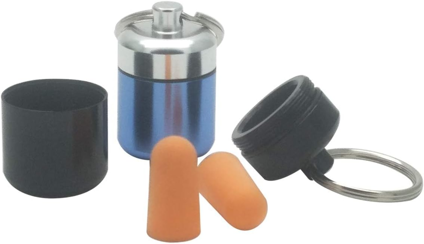 Evervanz 2 Packs Aluminum Pill Container Keychain and Earplugs Casing Box Small and Cute G_08 image number 1