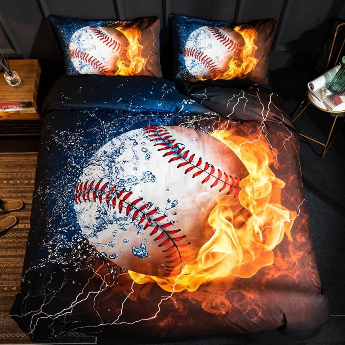 Costume Bay 3D Sports Bed Duvet Cover Set Football Basketball Soccer Various Designs Perfect for Teens and Adults Bedroom Decor (Soccer, S)