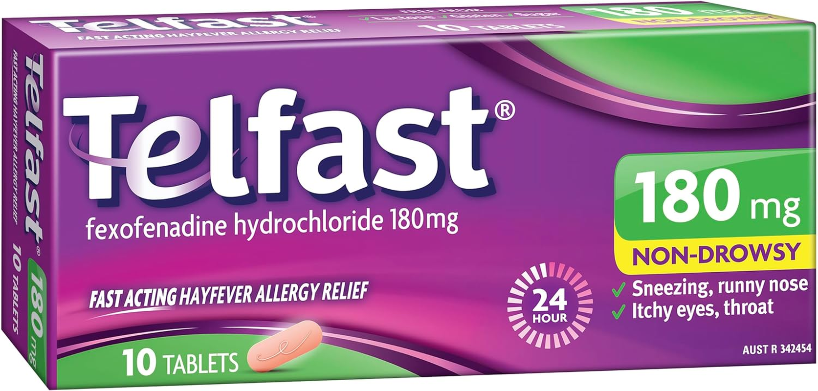 Telfast Hayfever Allergy Relief 180Mg Antihistamine - Non-Drowsy - for Sneezing, Runny Nose, Itchy Eyes and Throat and Hives- 10 Tablets image number 6