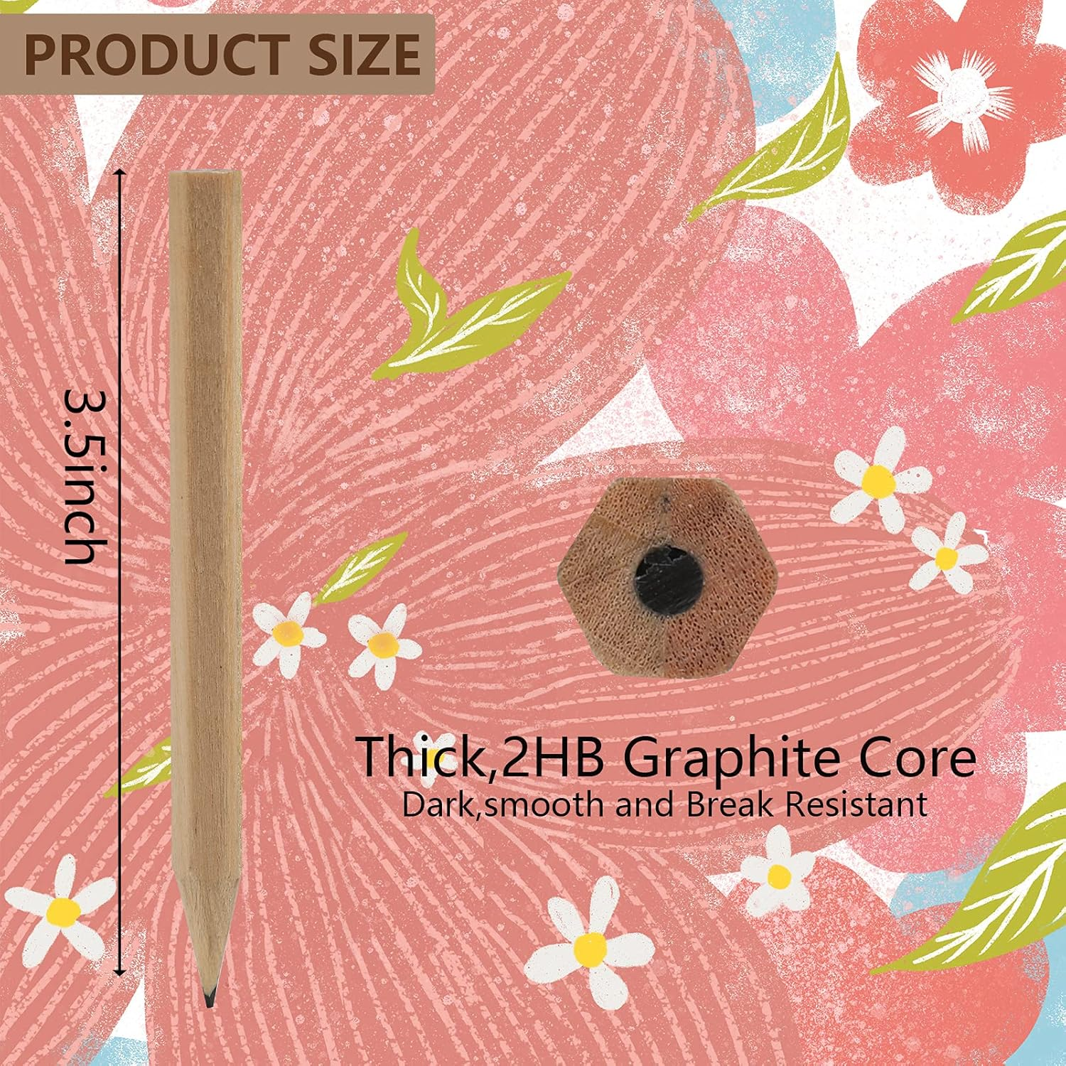 LUTER 24Pcs Short Hexagon Wood Pencils, HB, 2Mm and Above, Right Handed, Unisex, Ivory, Gray Lead, Lightweight, Hexagonal Grip, Writing, Drawing, Colouring, Kindergarten, School, Home, Office image number 3