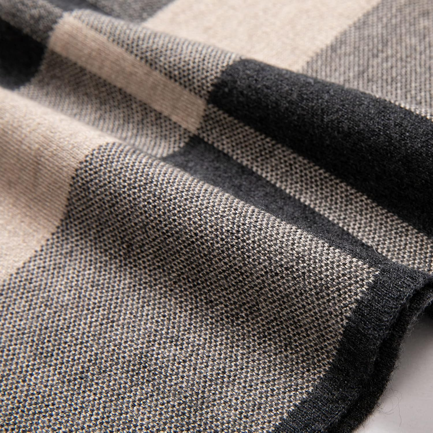 Lindoro Merino Wool Scarf for Men, Tartan Warm Lightweight Plaid Winter Long Scarves W/Gift Box image number 5