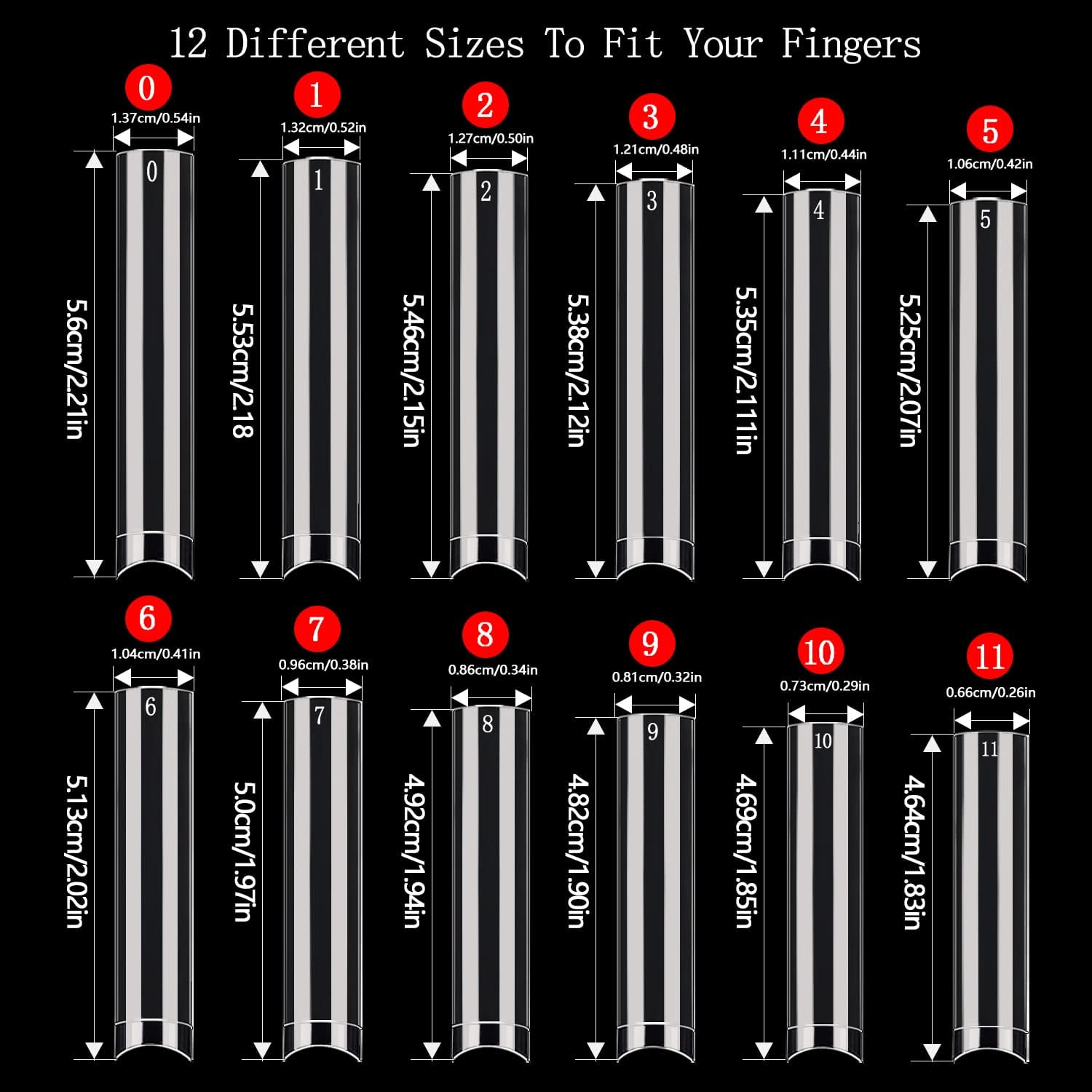 600PCS No C Curve Nail Tips for Acrylic Nails Professional, XXXL Clear Nail Tips Straight Square Flat Tips, Extra Long Acrylic Nails Tips Half Cover Fake Nails for Salon and Home DIY 12 Sizes image number 5