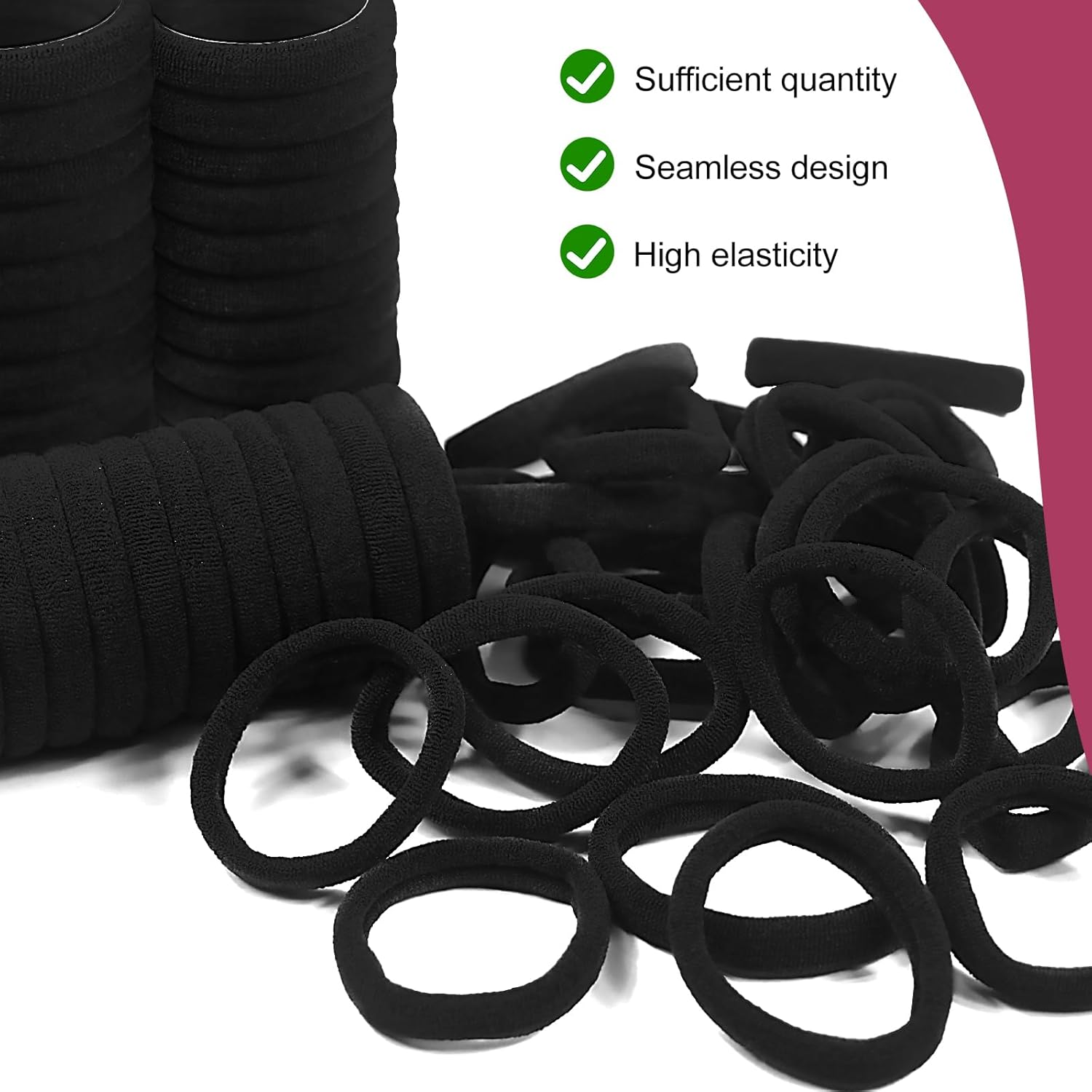 Hanyousheng Pack of 50 Hair Bobbles, 8 Mm Hair Scrunchies, Ladies, Hair Bobbles, Black, Hair Scrunchies, Men, Soft Braid Elastic, for Girls Men Women, Black image number 5