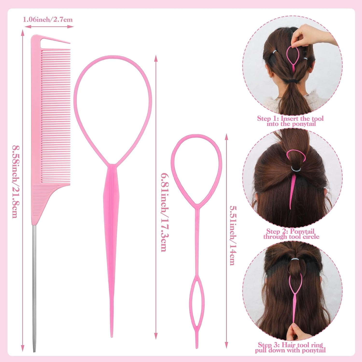 Aurorayer Pack of 100 Girls Hair Bobbles, 4.3 Cm Large Seamless Colourful Elastic Hair Bobbles for Women with Comb for Girls, Women'S Hair