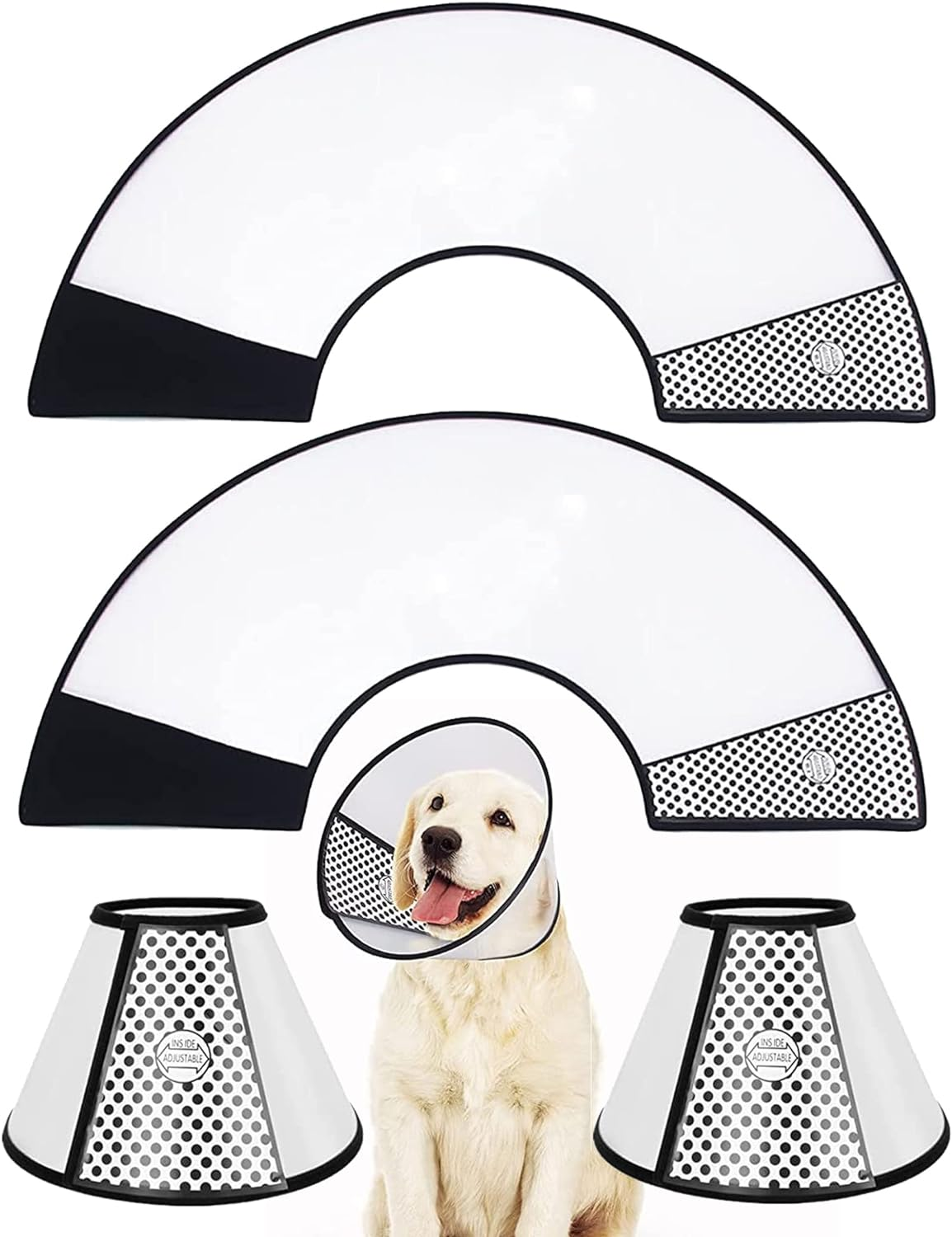 2PCS Dog Conical Collar Soft, Cat Cone Collar for Anti-Bite Anti-Licking Wound Healing after Surgery, Reusable Dog Recovery Collar, Adjustable Cone Collar for Large Medium Small Sized Dogs (23-27Cm) image number 1