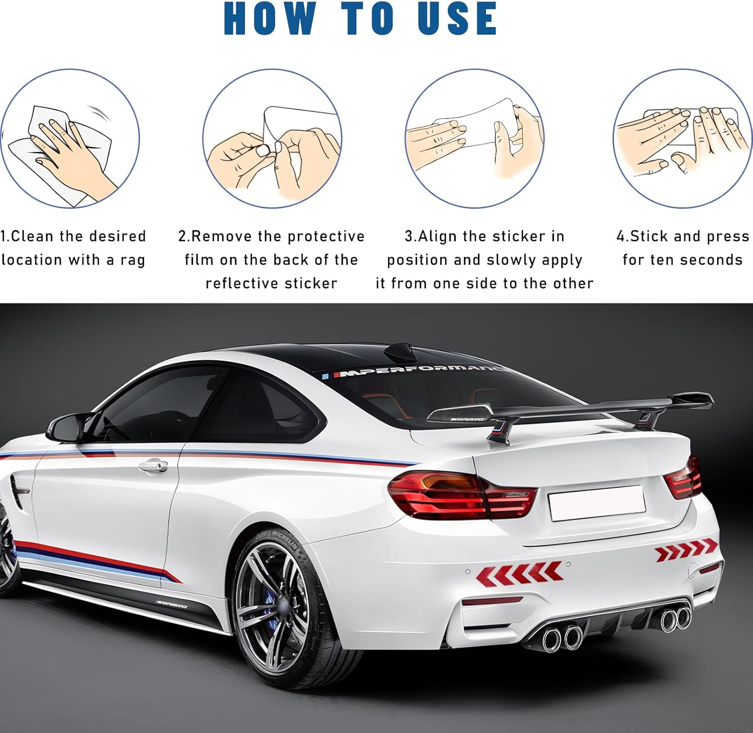 Sylvil 20 PCS Car Arrow Reflective Stickers, Waterproof Safety Warning Sign Reflective Decal, High Night Visibility Reflector Tape for Auto Trunk Rear Bumper Body, Car Accessories (Red) image number 6