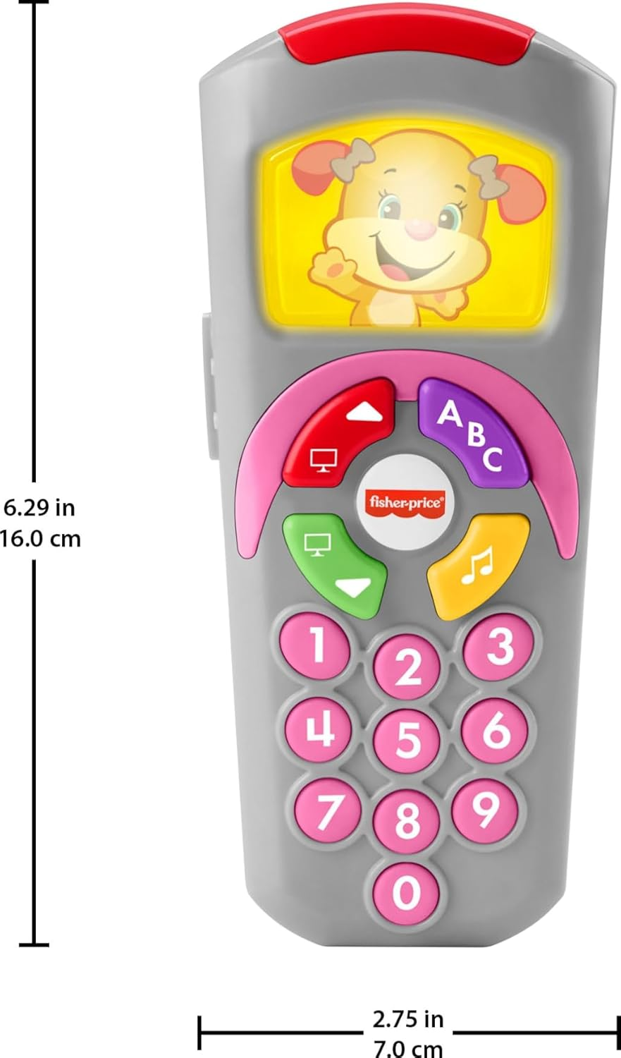 Fisher-Price Baby Learning Toy Laugh & Learn Sis&rsquo; Remote Pretend TV Control with Music & Lights for Infants Ages 6+ Months