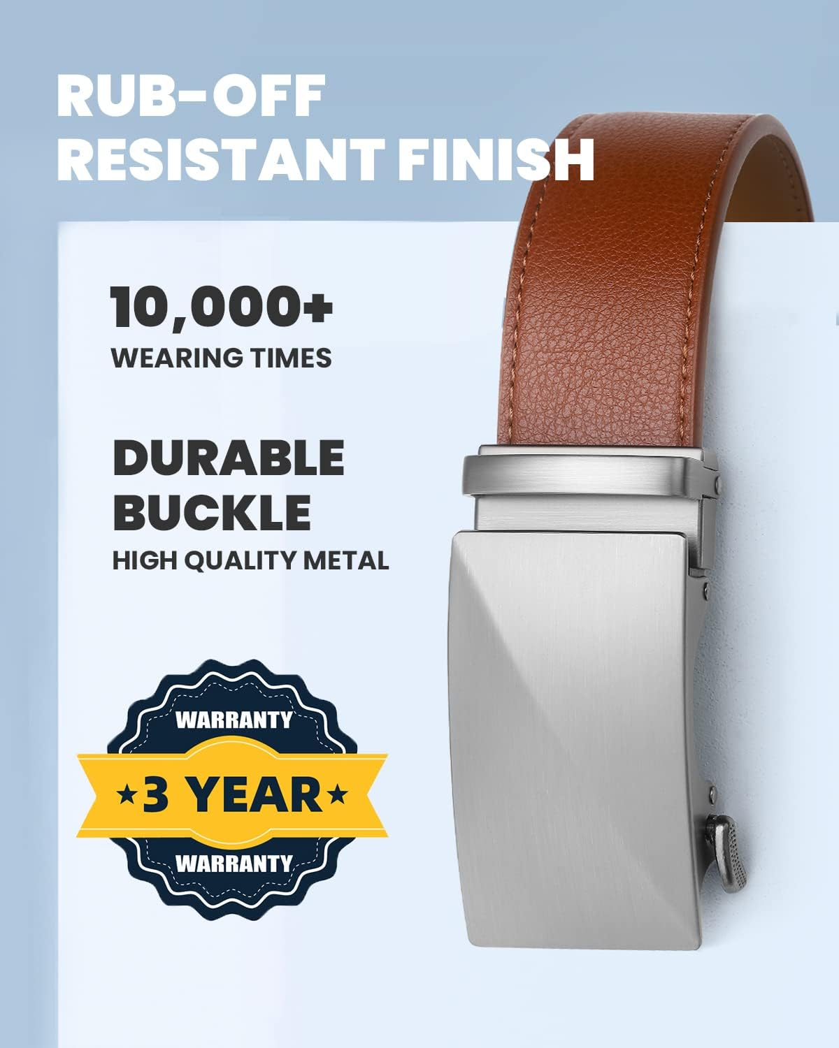 Zitahli Belt Men, Ratchet Belt Dress with 1 3/8" Premium Leather,Slide Belt with Easier Adjustable Automatic Buckle, Brown-J014