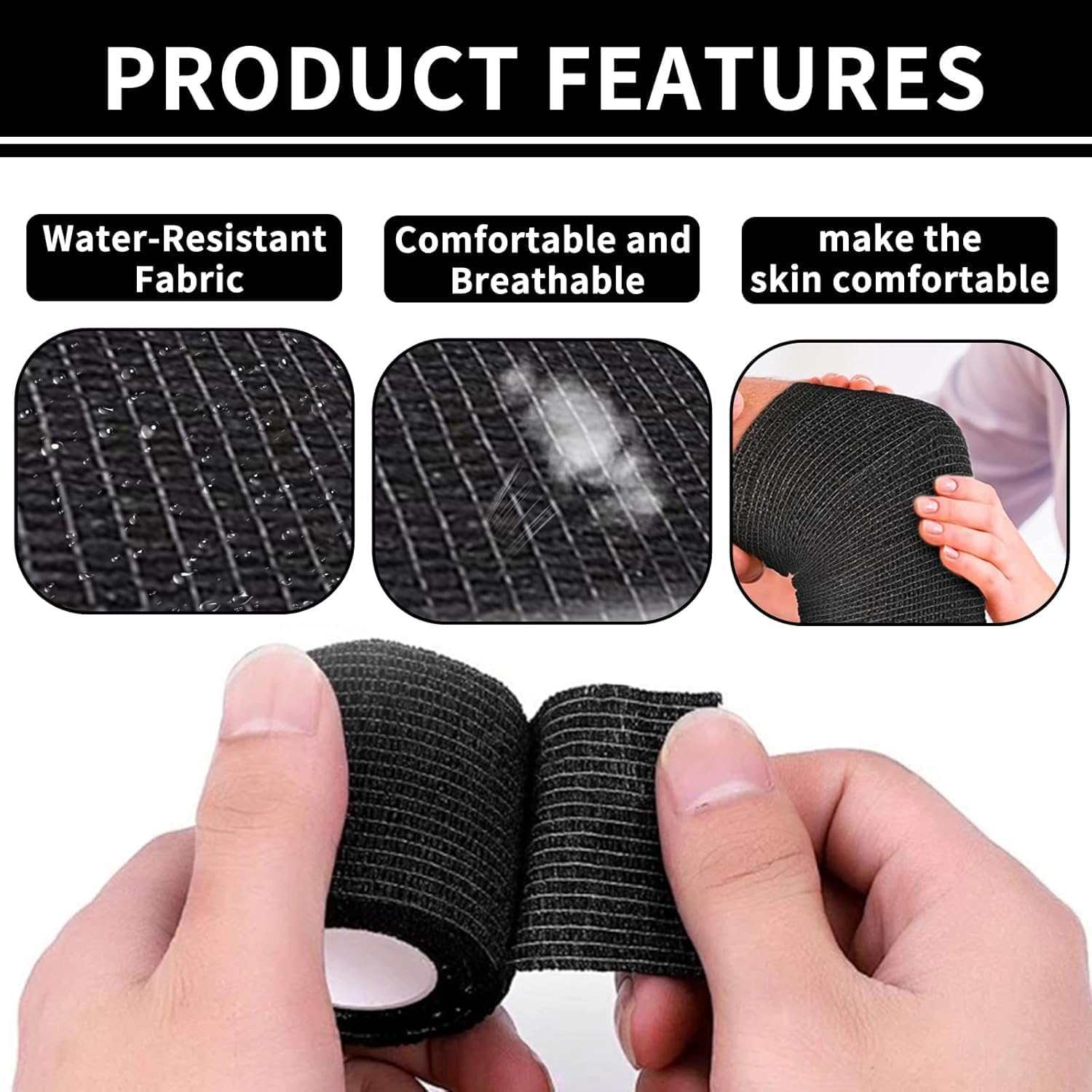 Self Adhesive Cohesive Bandages Elastic Athletic Sports Tape, 12Rolls Pet Vet Wrap Tape Non-Woven Cohesive Gauze Rolls, Self Adhesive Elastic Protective Bandages Non Woven Cohesive Wrap image number 6