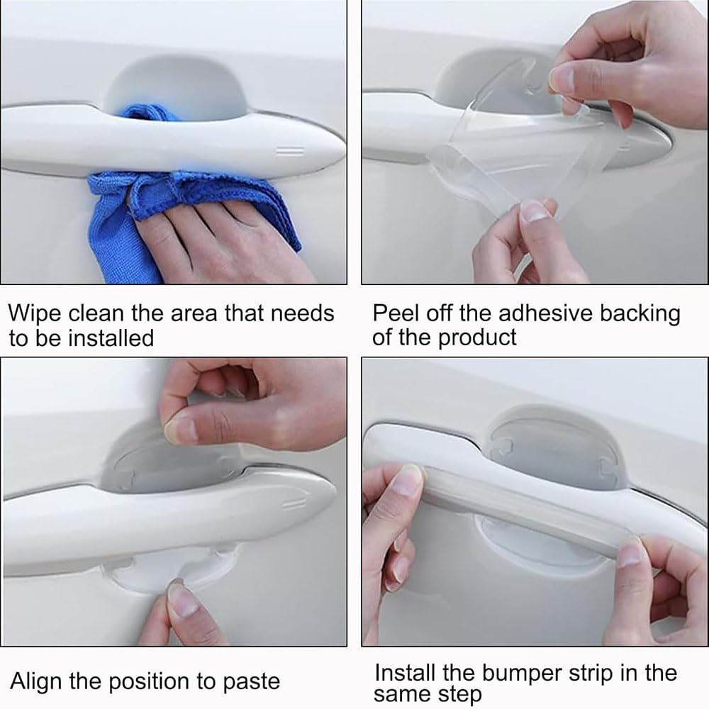 Universal 8PCS Car Door Handle Protector Stickers,Transparent anti Scratch Film for Most Vehicles, No Residue Invisible Paint Protection, Easy Install Door Bowl Cover Prevent Finger Marks