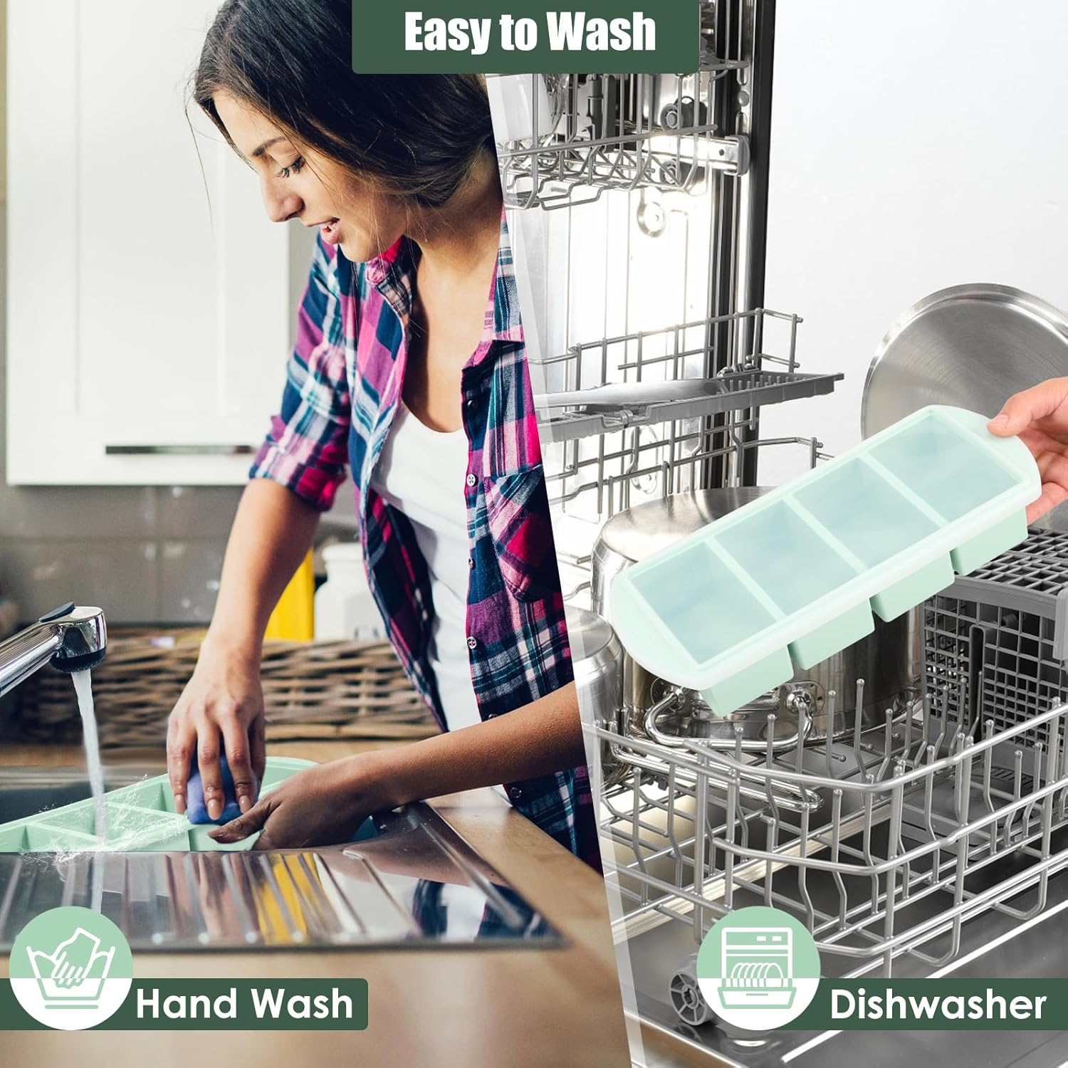 2/4 Cup Silicone Freezer Tray, Large Capacity Leak Proof Soup Freezer Container Molds, Easy to Clean Silicone Soup Portion Tray, Silicone Mold for Soup and Food Storage (4 Frames) image number 3