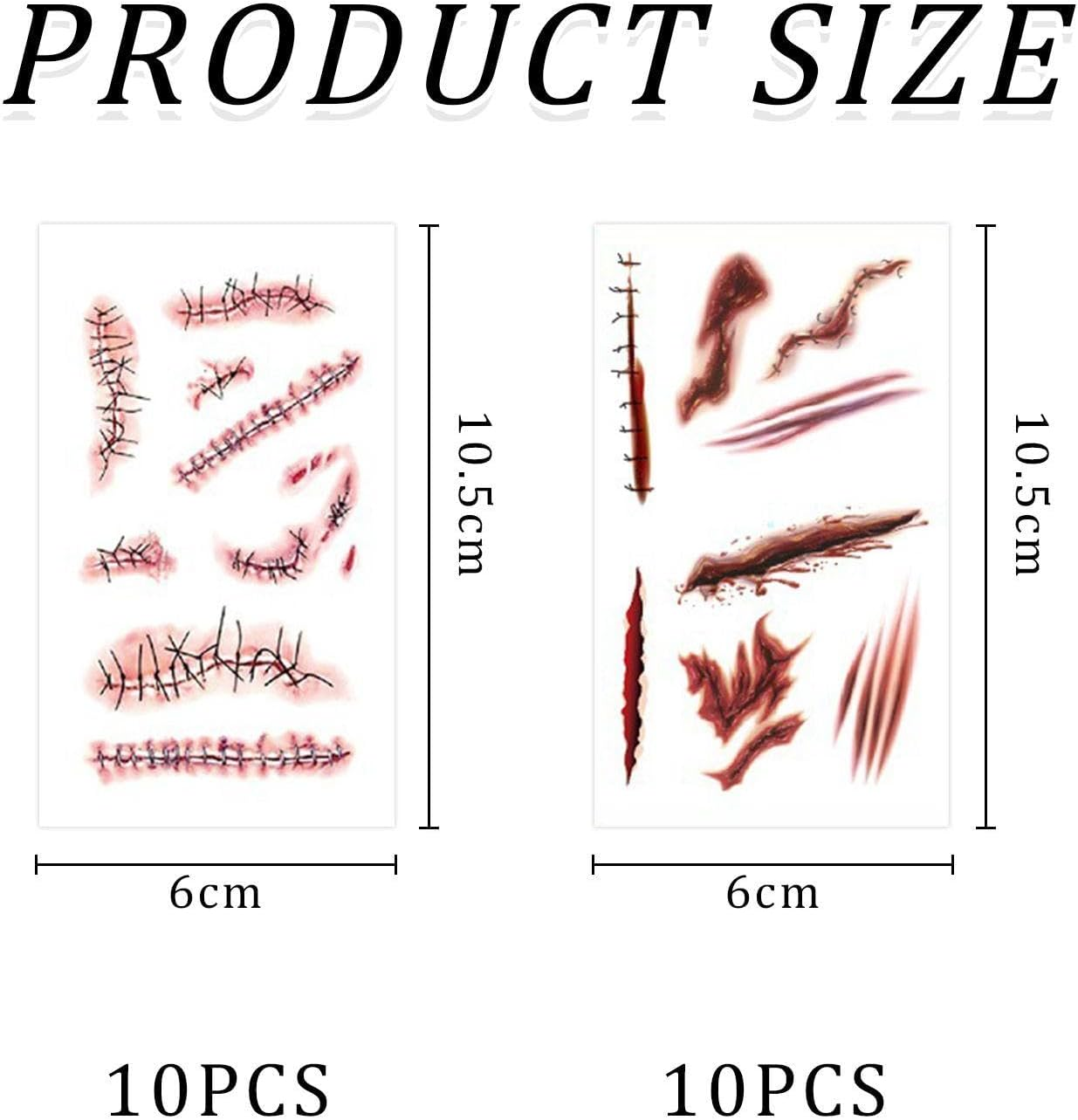 20 Scar Tattoo Stickers, Creative Simulation Tattoo Stickers, Role Play, Makeup Party Supplies, Waterproof Tattoo Stickers image number 3