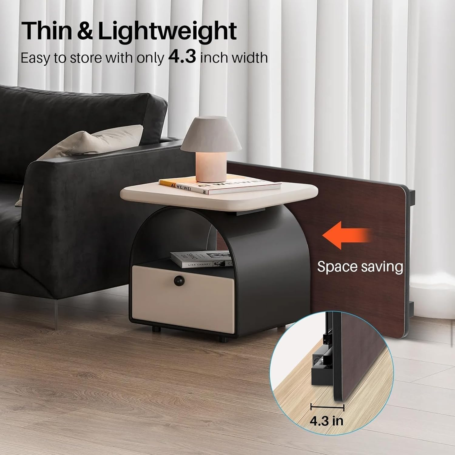 Folding Desk, Foldable Desk for Small Spaces, Space Saving Computer Table Writing Workstation for Home Office, Easy Assembly (Dark Walnut, 80 X 50 X 75 CM) image number 2