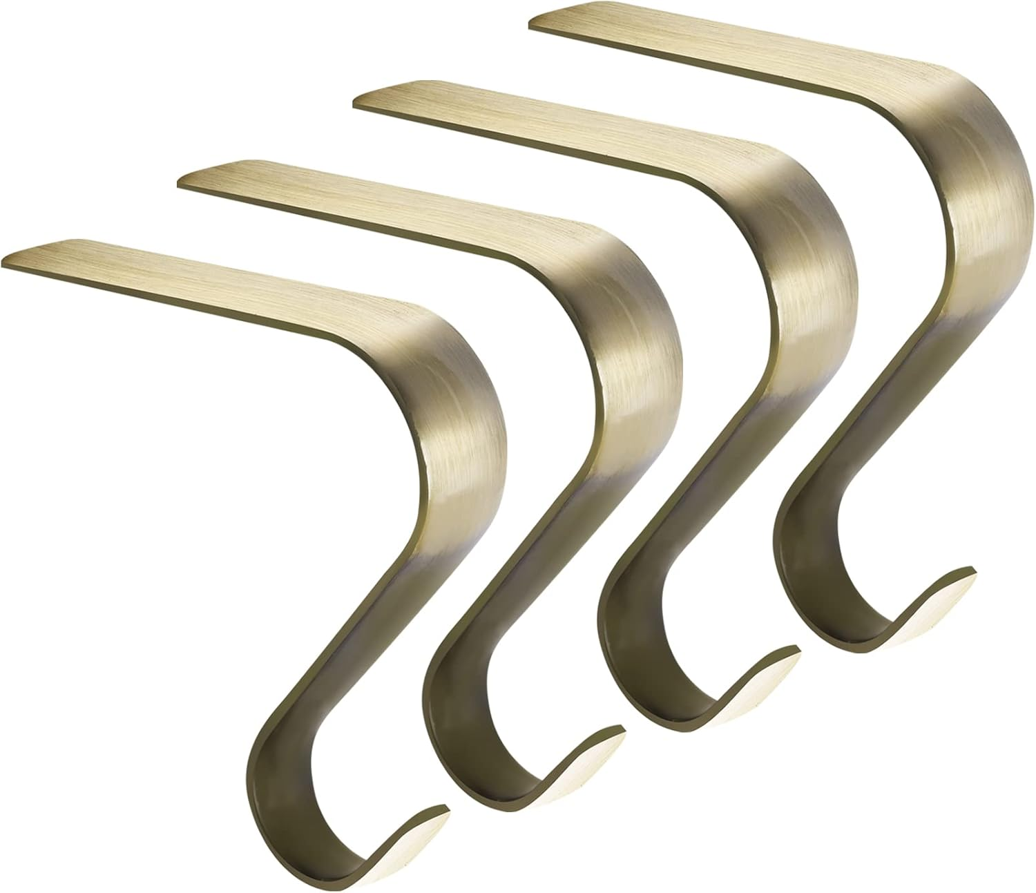 Christmas Stocking Holders Metal Stocking Hangers Non-Slip Christmas Stocking Hooks for Fireplace Mantle (Silver)