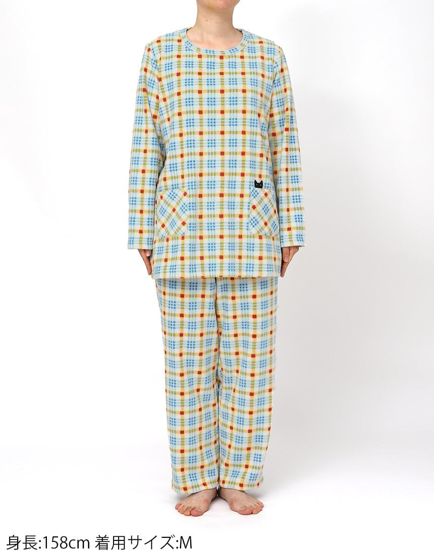 Wacoal HDW409 ATSUKO MATANO Women'S Pajamas, Micro Fleece Material, Warm, Long Sleeves, Long Pants, Winter image number 3