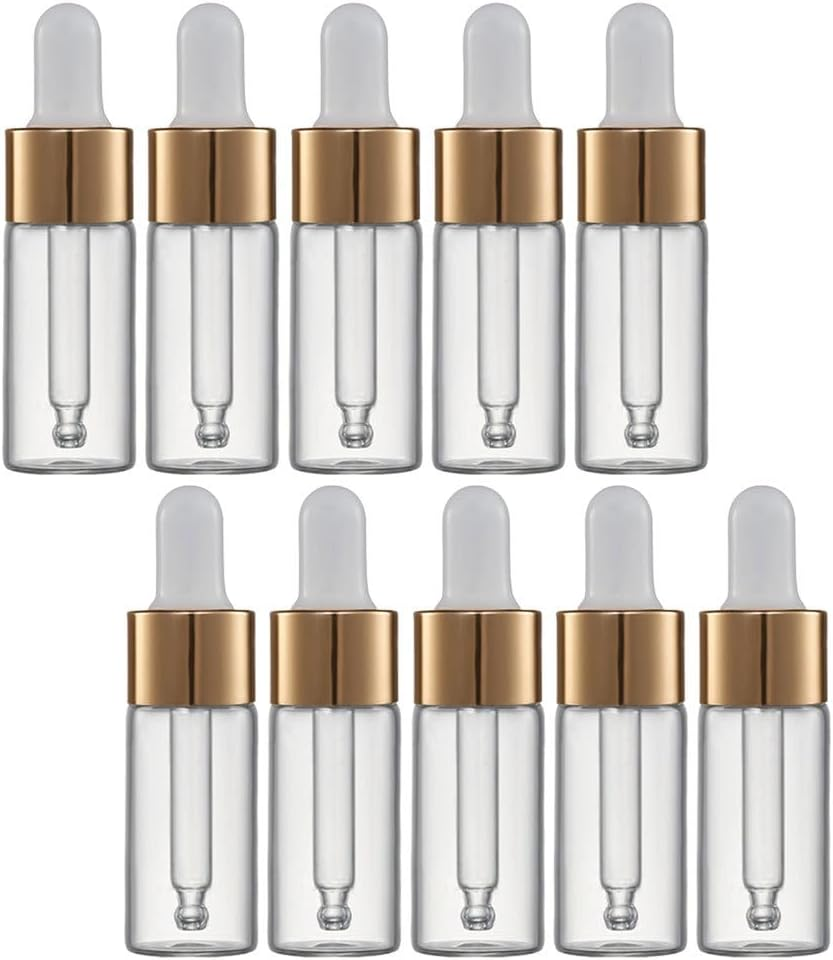 Gogogmee 10Pcs Glass Essential Oil Bottles - 10 Ml Dropper Refillable Household Oil Dropper Bottles Travel Mini Glass Subbottles for Aromatherapy image number 3