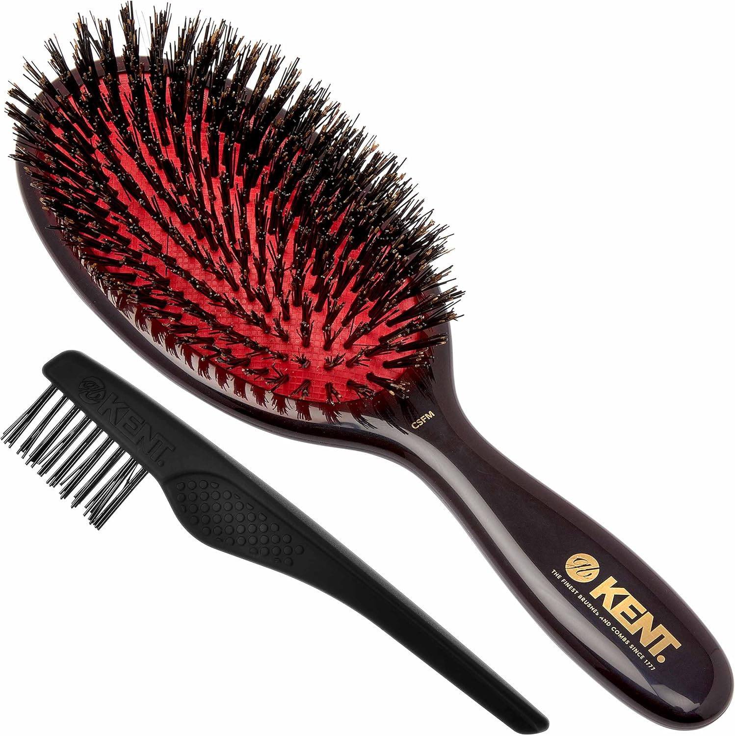 Kent Classic Shine Cushioned Bristle Hair Brush, Black, Medium image number 6