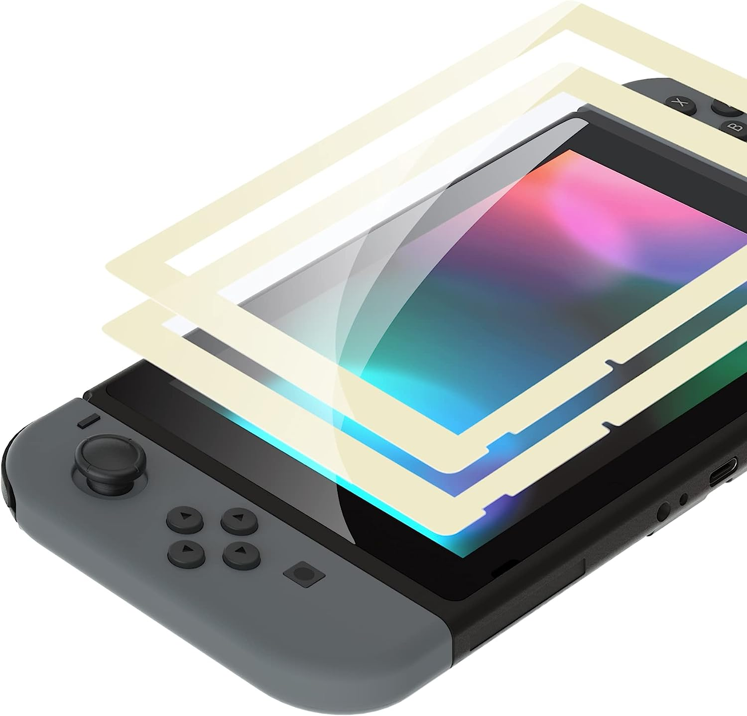 Extremerate 2 Pack Transparent Clear Border Transparent HD Clear Saver Protector Film, Tempered Glass Screen Protector for Nintendo Switch [Anti-Scratch, Anti-Fingerprint, Shatterproof, Bubble-Free]