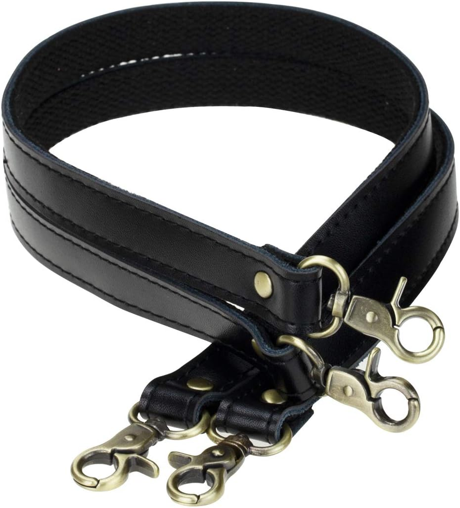 A ALLZEDREAM Genuine Leather Purse Strap Sewing Canvas Replacement Handbag Shoulder Bag 2 Pcs, Black, Medium, Antique - Black image number 4