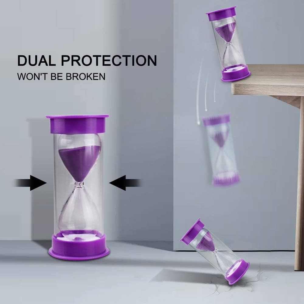 EMDMAK Sand Timer, Acrylic Hourglass Colorful Sandglass Timer 1 Min/2 Mins/3 Mins/5 Mins/10 Mins/15 Mins Sand Clock Timer for Games Classroom Home Office(Pack of 6) image number 2