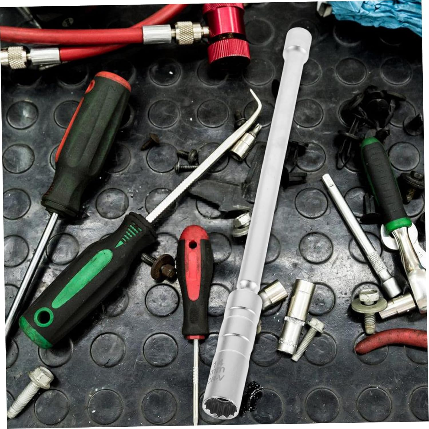 MUELODSIC Swivel Magnetic Socket Wrench Thin Metal Spark Plug Socket Removal Tool Fit Automotive Accessories Engine Repair Kit image number 5