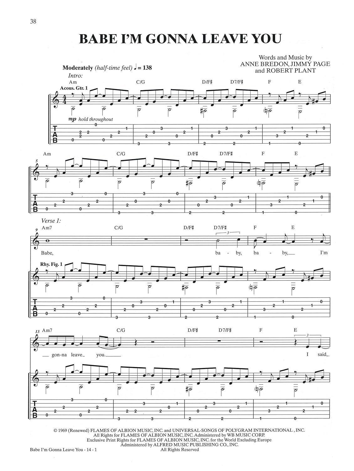 Led Zeppelin: Mothership - Authentic Guitar, Tab Edition