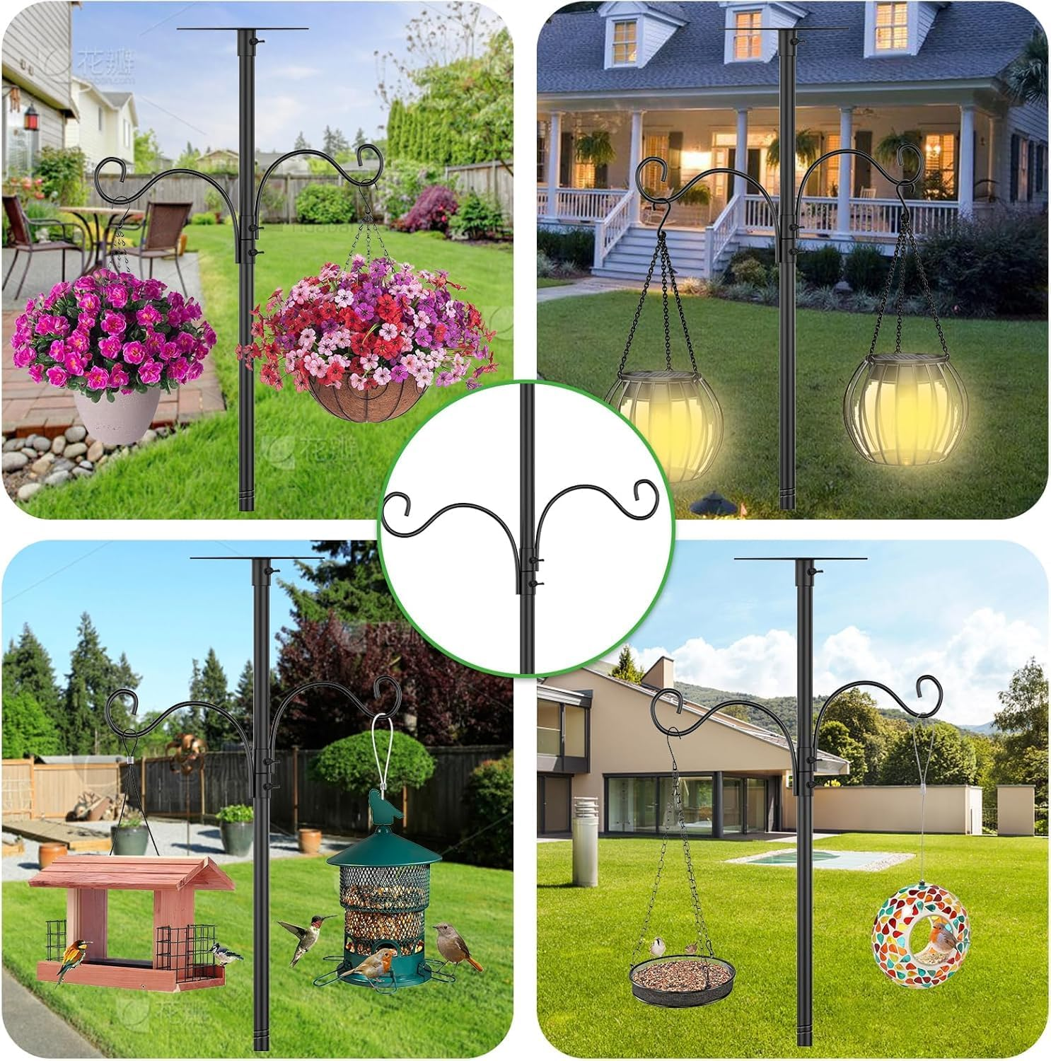 Upgraded 94 Inch Bird Feeder Pole with Shepherds Hooks,Adjustable Bird House Pole Mount House Pole Kit with 5 Prongs Base for Garden, Birds Watching & Birdfeeder Pole, Heavy Duty Bird Feeder Stand image number 4